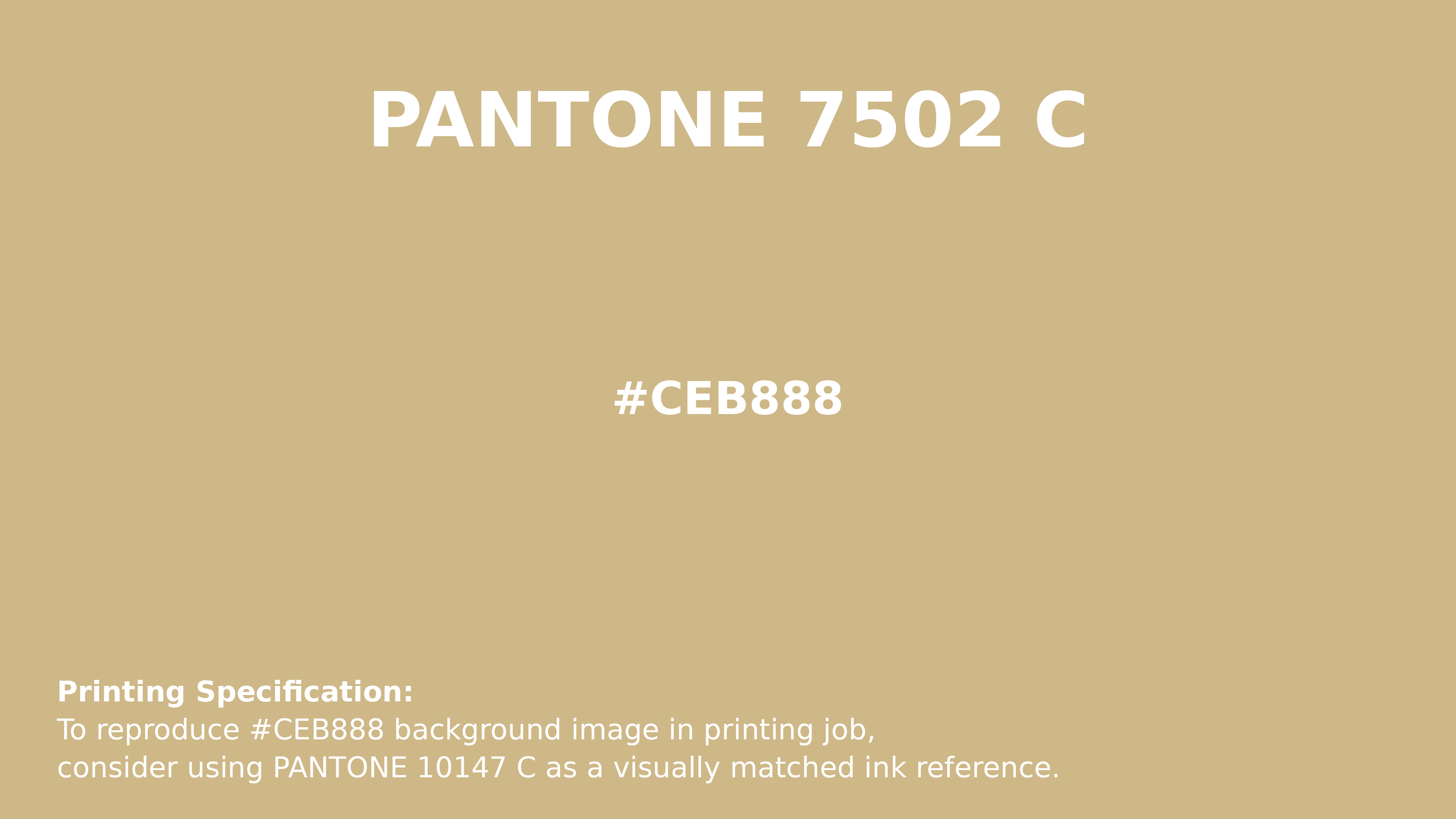 Professional Pantone color reference guide for Pantone 7502 C Color | Hex color Code #ceb888. Perfect for printing specifications and color matching in production. #pantone #colormatching #printing #ceb888