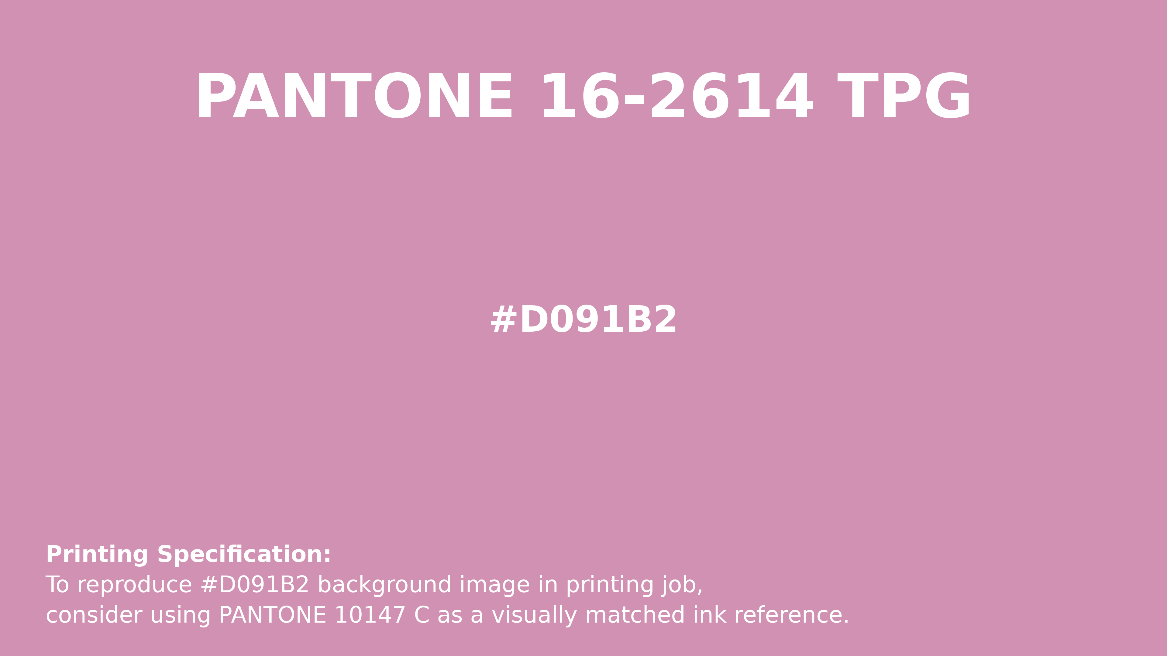 Professional Pantone color reference guide for Pantone 16-2614 Tpg Moonlite Mauve Color | Hex color Code #d091b2. Perfect for printing specifications and color matching in production. #pantone #colormatching #printing #d091b2