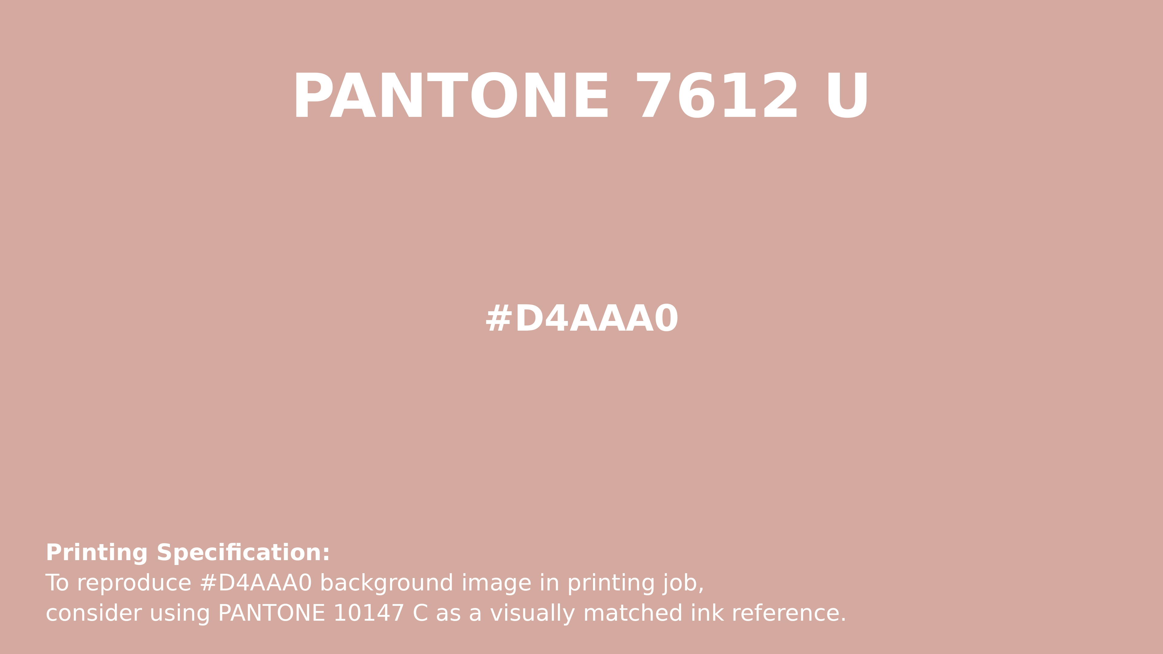 Professional Pantone color reference guide for Pantone 7612 U Color | Hex color Code #d4aaa0. Perfect for printing specifications and color matching in production. #pantone #colormatching #printing #d4aaa0