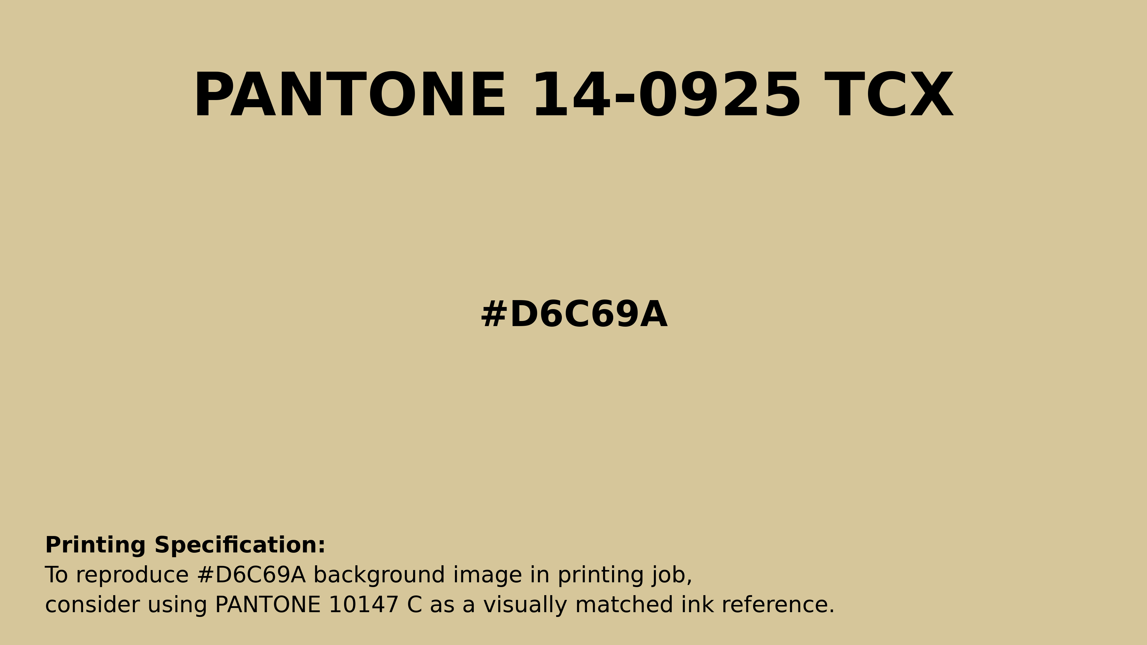 Professional Pantone color reference guide for Pantone 14-0925 Tcx Parsnip Color | Hex color Code #d6c69a. Perfect for printing specifications and color matching in production. #pantone #colormatching #printing #d6c69a