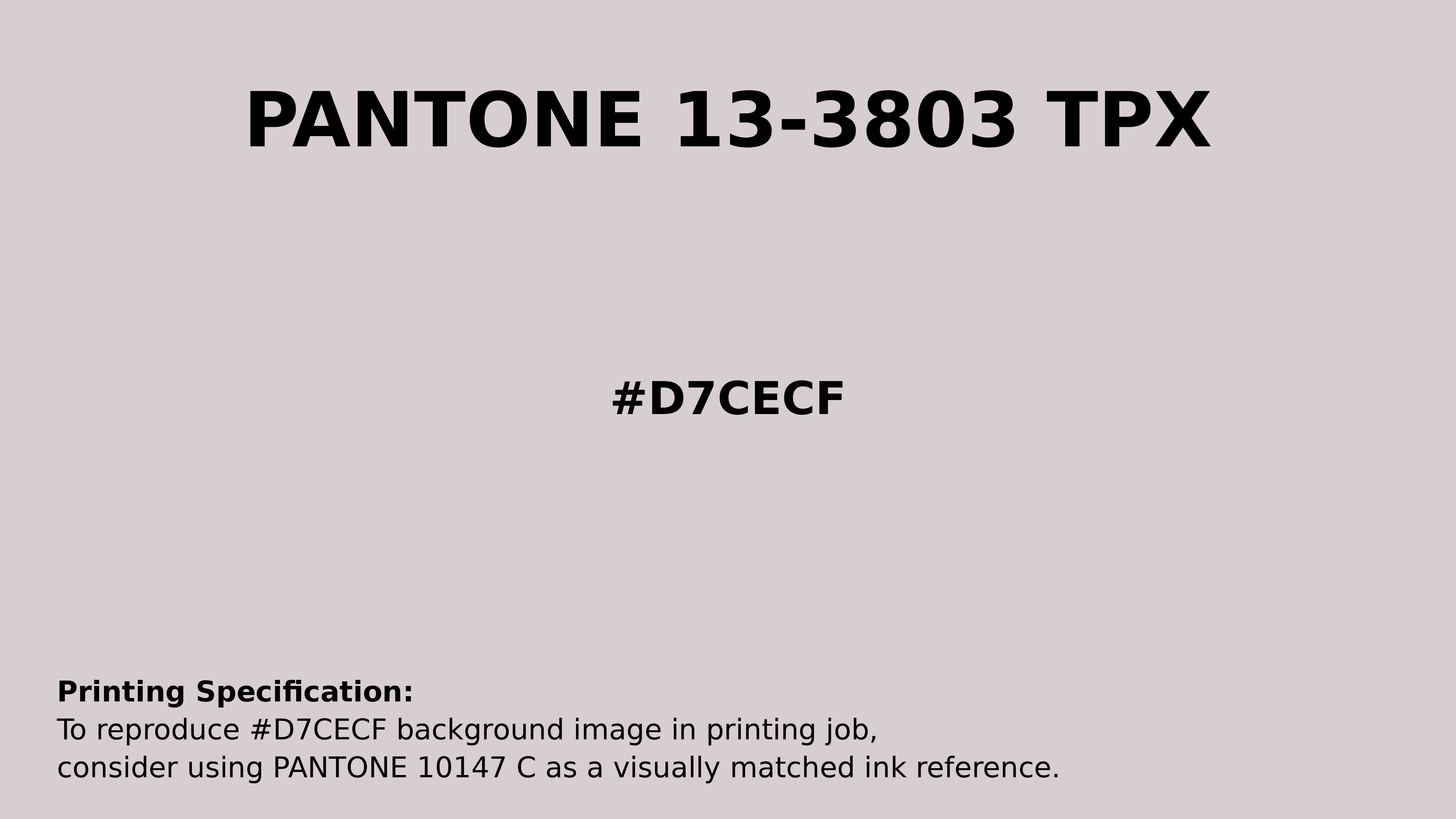 Professional Pantone color reference guide for Pantone 13-3803 Tpx Lilac Ash Color | Hex color Code #d7cecf. Perfect for printing specifications and color matching in production. #pantone #colormatching #printing #d7cecf
