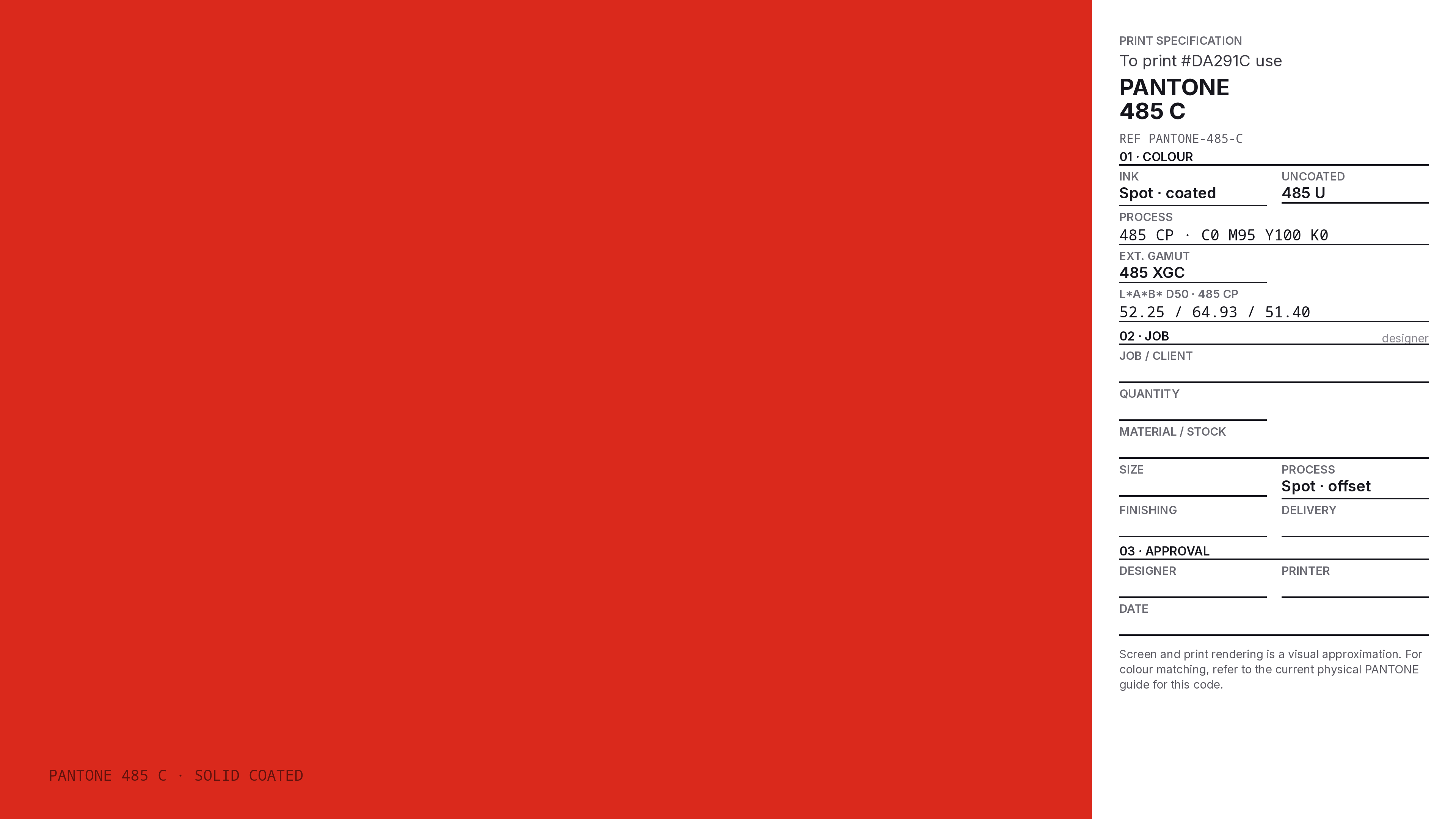 DA291C Hex Code (Poppy Flash Shade) — RGB, CMYK & HSL Color Values
