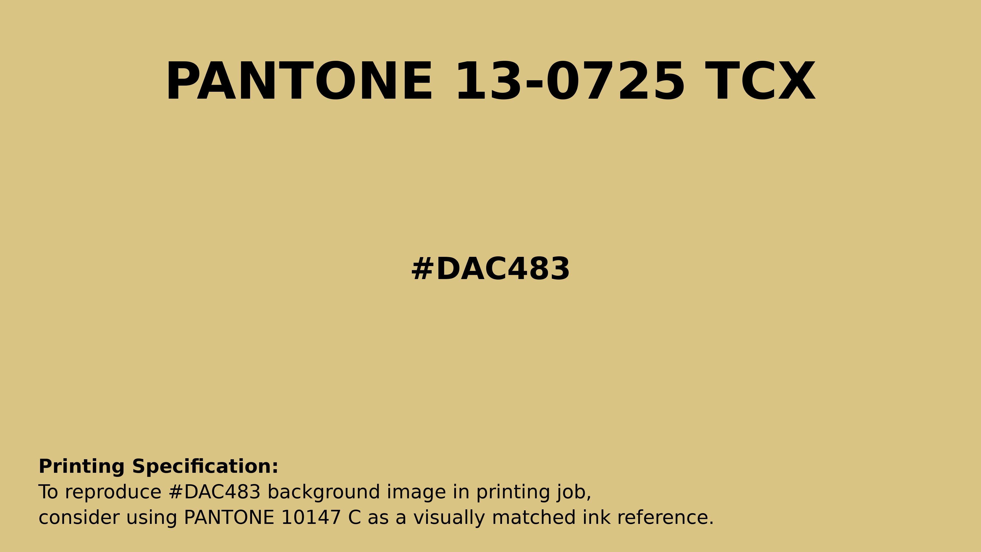 Professional Pantone color reference guide for Pantone 13-0725 Tcx Raffia Color | Hex color Code #dac483. Perfect for printing specifications and color matching in production. #pantone #colormatching #printing #dac483