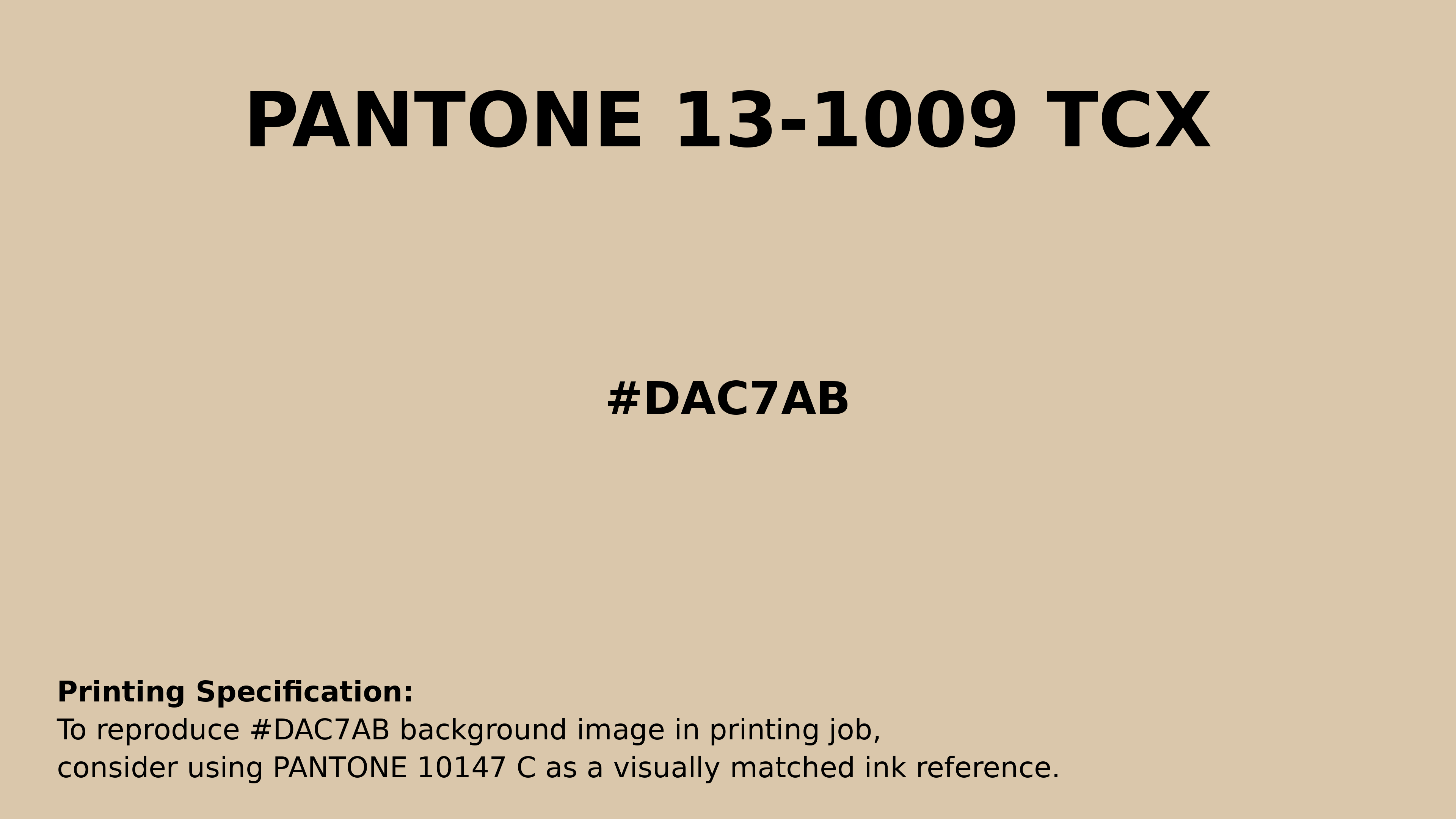 Professional Pantone color reference guide for Pantone 13-1009 Tcx Biscotti Color | Hex color Code #dac7ab. Perfect for printing specifications and color matching in production. #pantone #colormatching #printing #dac7ab