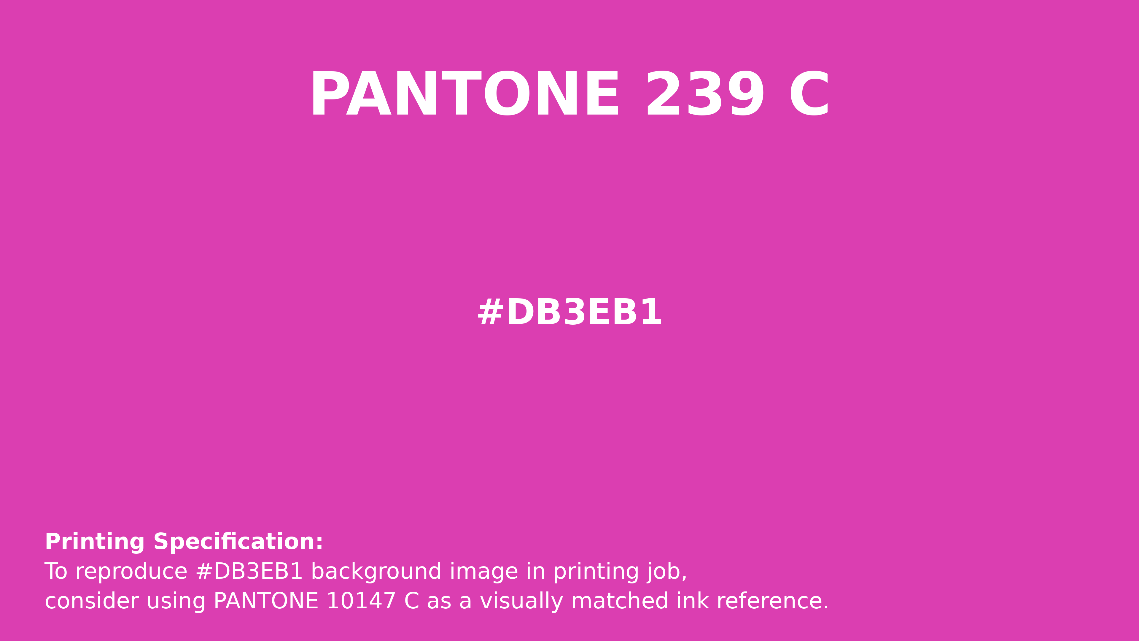 Professional Pantone color reference guide for Pantone 239 C Color | Hex color Code #db3eb1. Perfect for printing specifications and color matching in production. #pantone #colormatching #printing #db3eb1