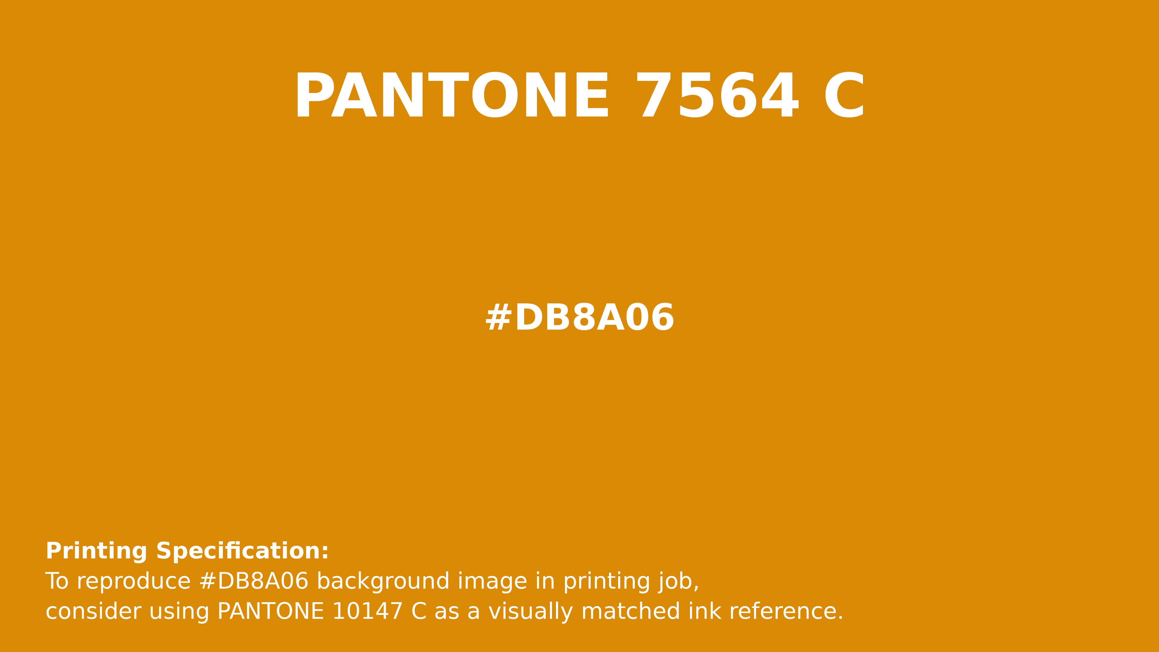 Professional Pantone color reference guide for Pantone 7564 C Color | Hex color Code #db8a06. Perfect for printing specifications and color matching in production. #pantone #colormatching #printing #db8a06