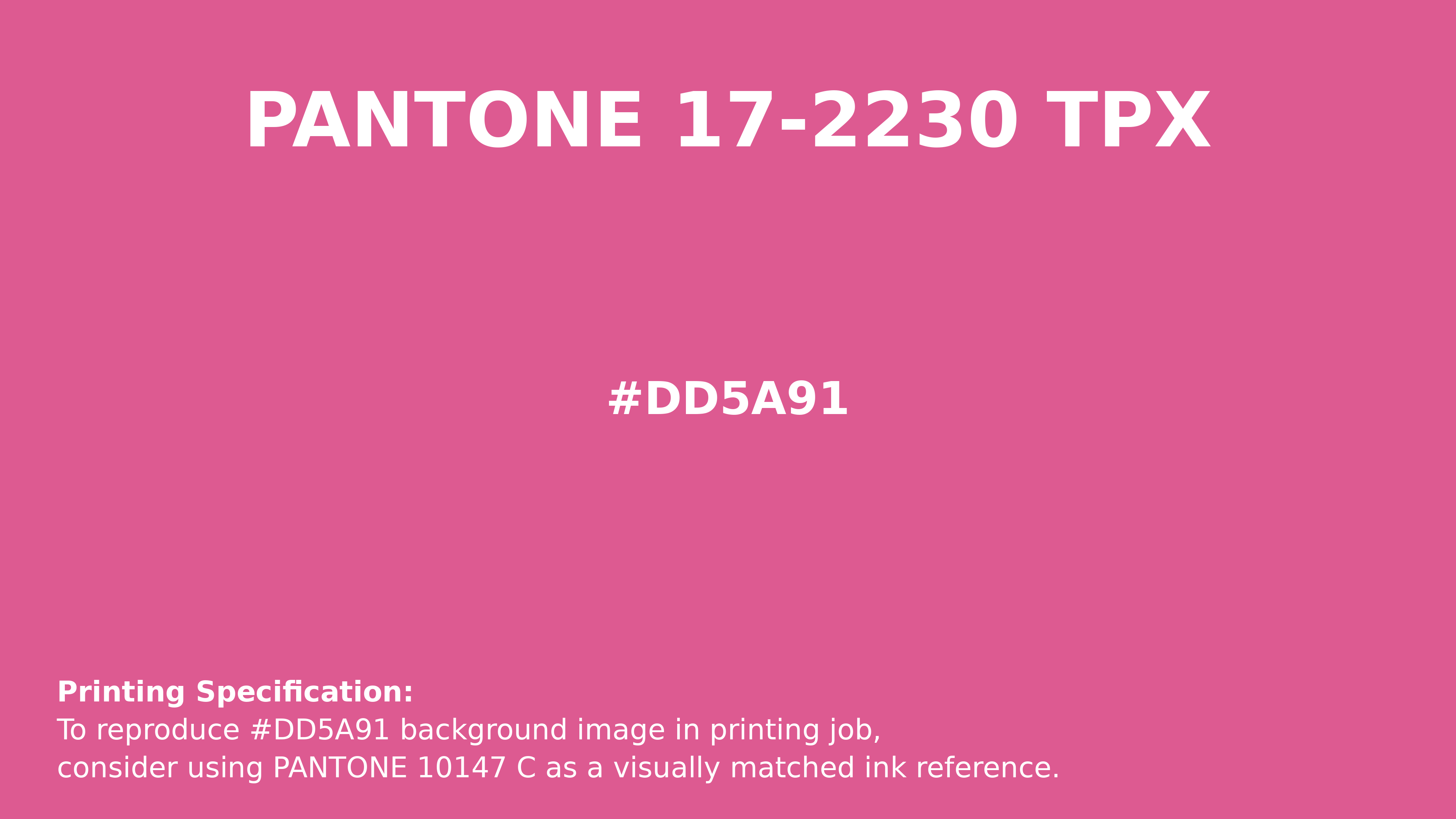 Professional Pantone color reference guide for Pantone 17-2230 Tpx Carmine Rose Color | Hex color Code #dd5a91. Perfect for printing specifications and color matching in production. #pantone #colormatching #printing #dd5a91