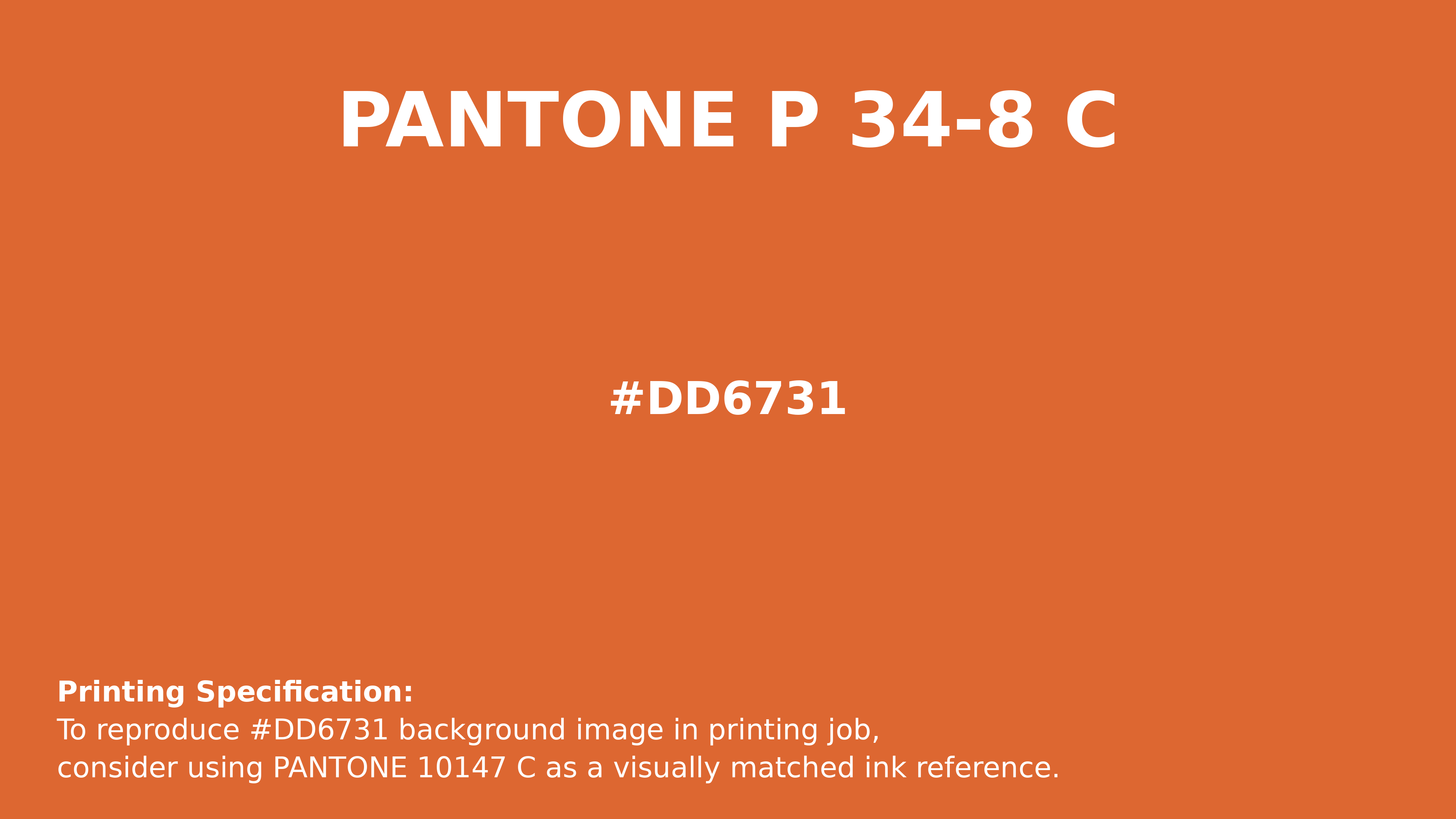 Professional Pantone color reference guide for Pantone P 34-8 C Color | Hex color Code #dd6731. Perfect for printing specifications and color matching in production. #pantone #colormatching #printing #dd6731