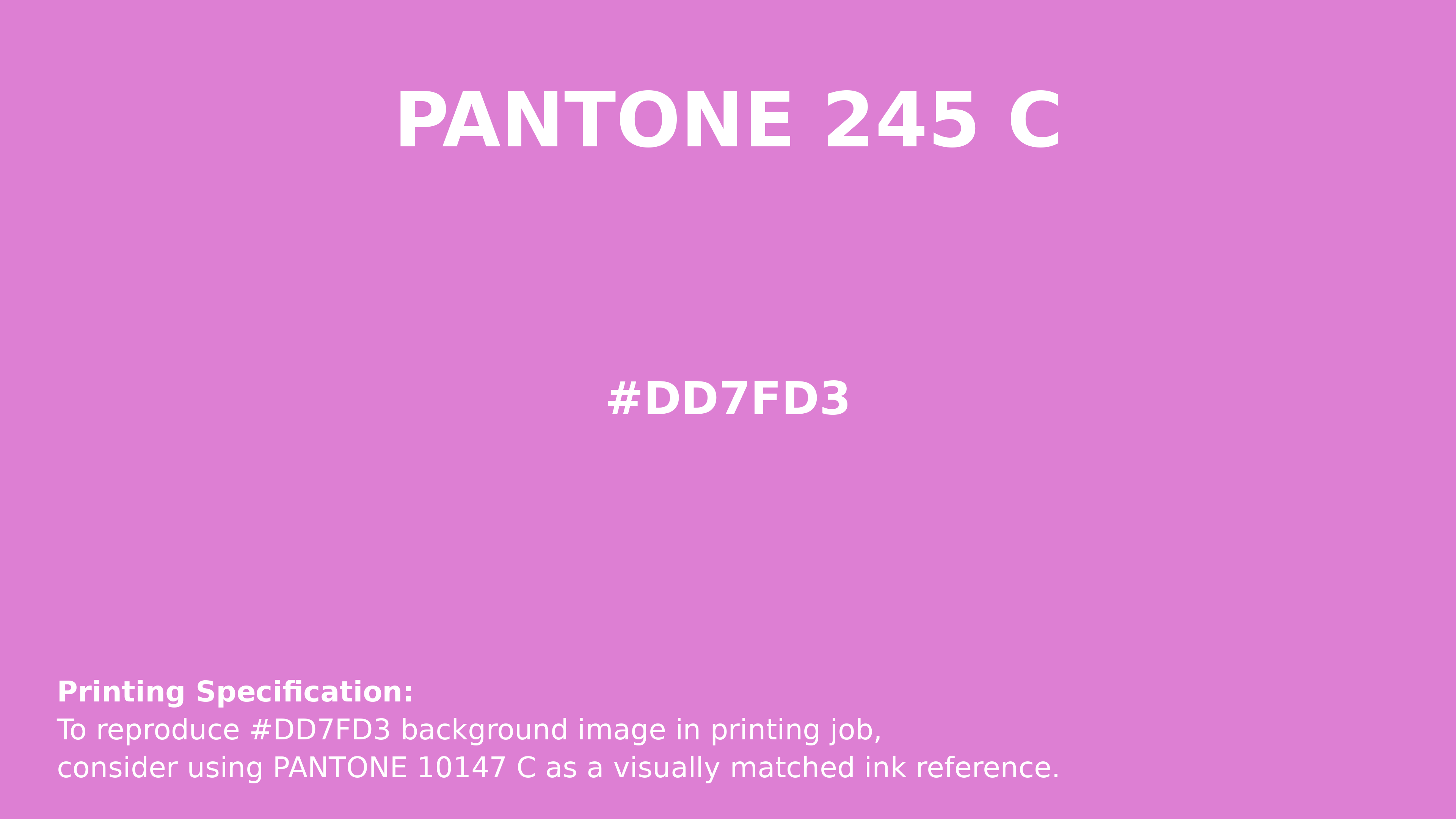 Professional Pantone color reference guide for Pantone 245 C Color | Hex color Code #dd7fd3. Perfect for printing specifications and color matching in production. #pantone #colormatching #printing #dd7fd3