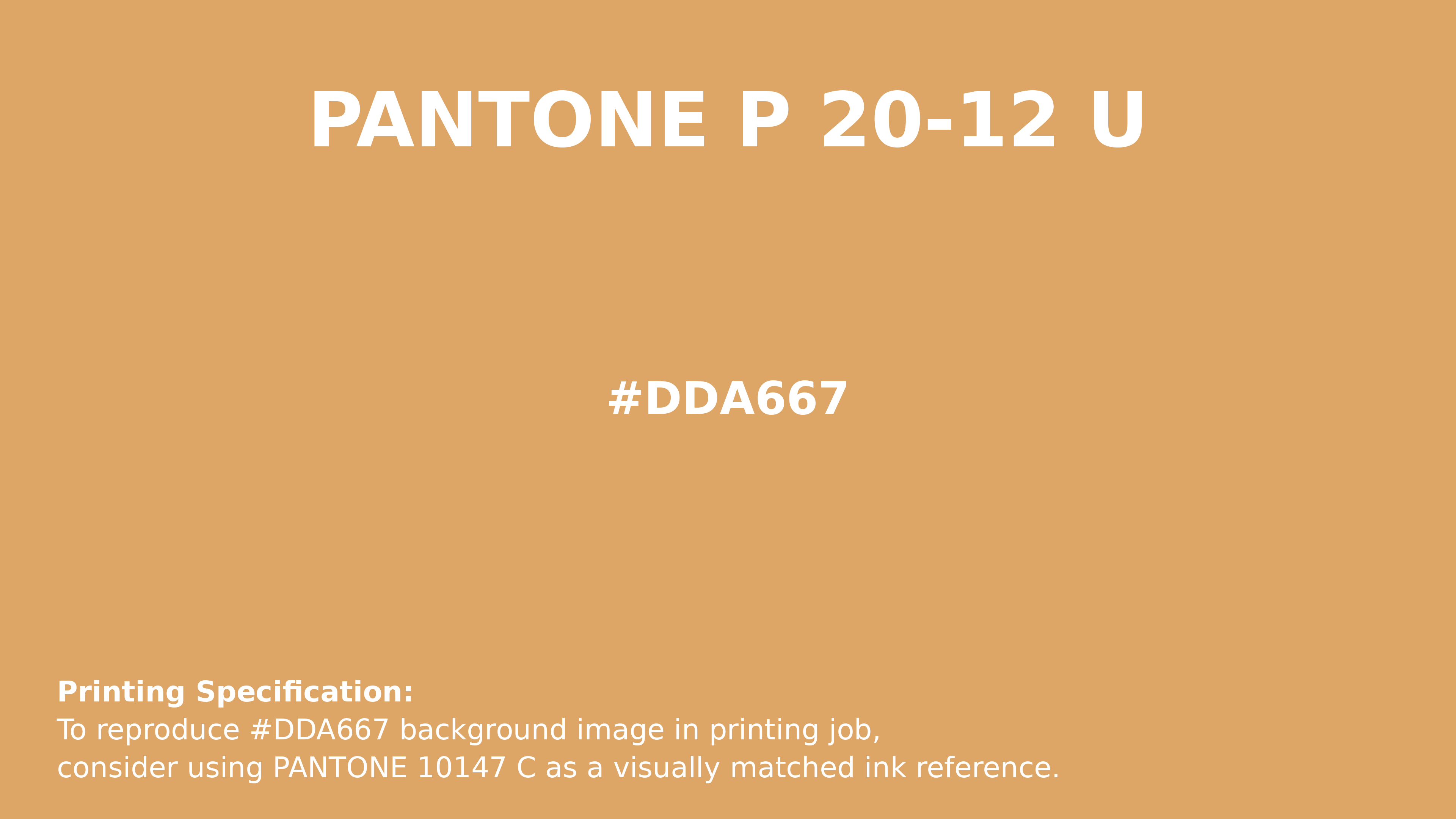 Professional Pantone color reference guide for Pantone P 20-12 U Color | Hex color Code #dda667. Perfect for printing specifications and color matching in production. #pantone #colormatching #printing #dda667