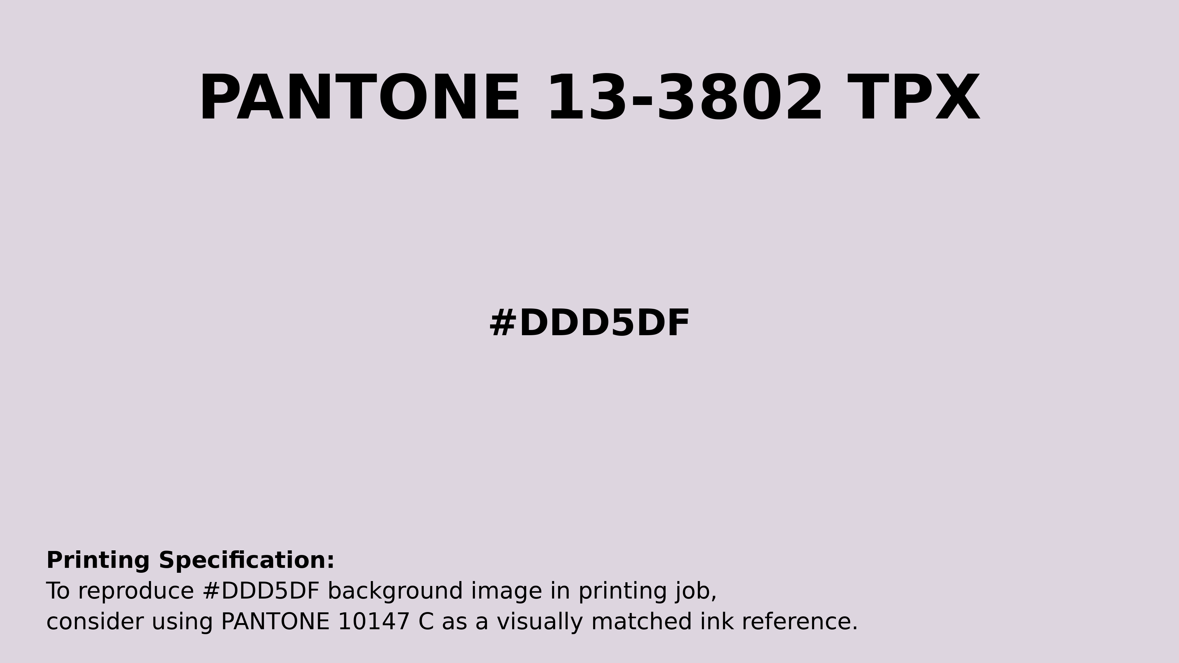 Professional Pantone color reference guide for Pantone 13-3802 Tpx Orchid Tint Color | Hex color Code #ddd5df. Perfect for printing specifications and color matching in production. #pantone #colormatching #printing #ddd5df