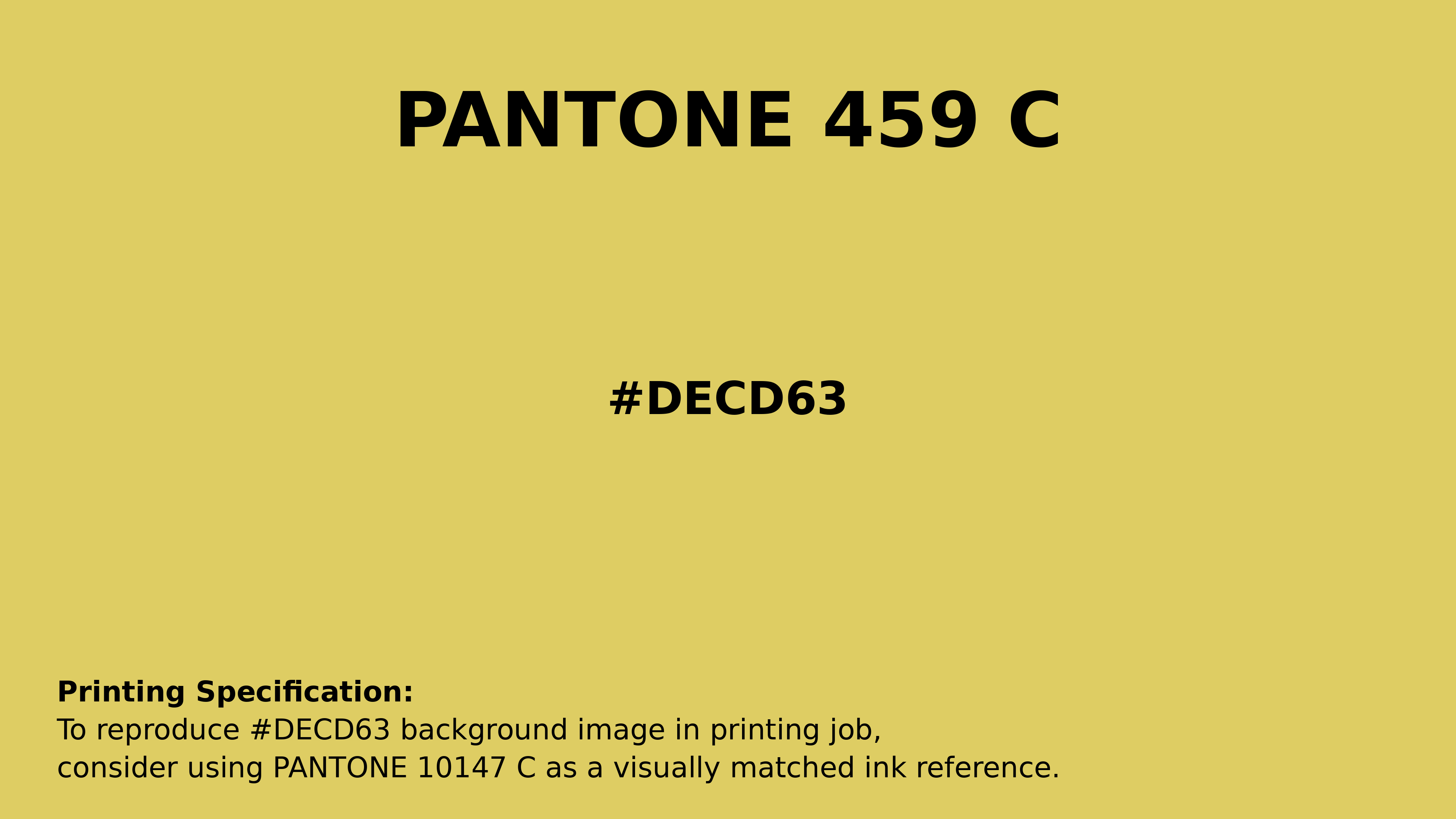 Professional Pantone color reference guide for Pantone 459 C Color | Hex color Code #decd63. Perfect for printing specifications and color matching in production. #pantone #colormatching #printing #decd63