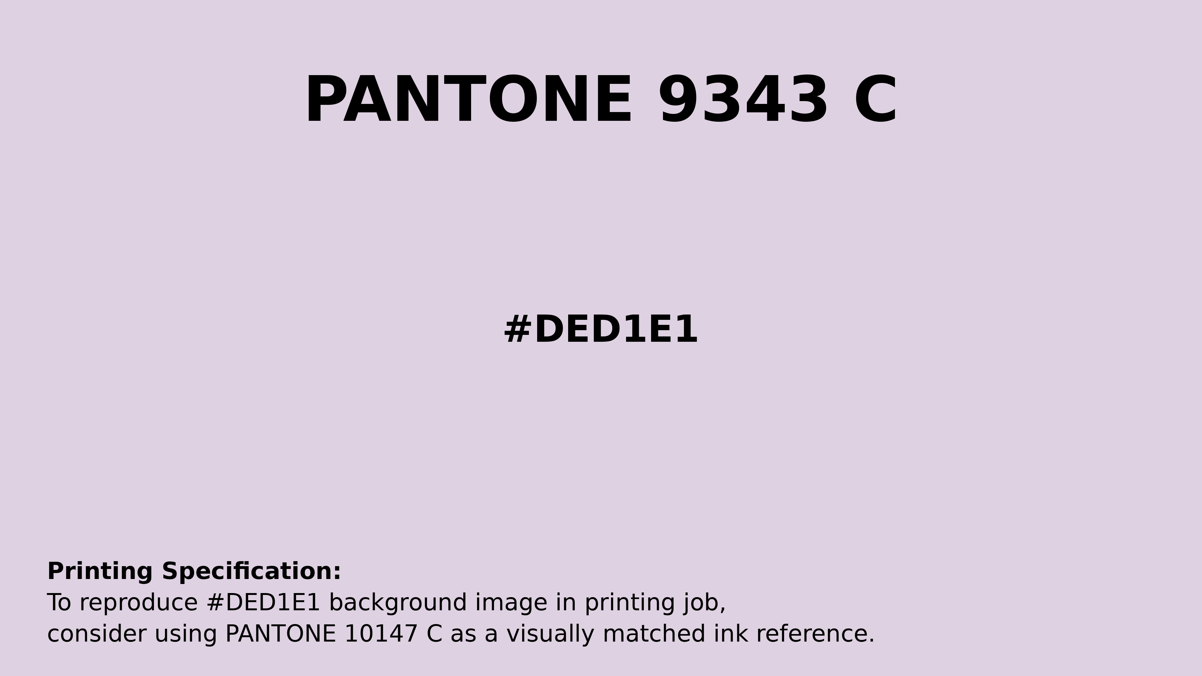 Professional Pantone color reference guide for Pantone 9343 C Color | Hex color Code #ded1e1. Perfect for printing specifications and color matching in production. #pantone #colormatching #printing #ded1e1