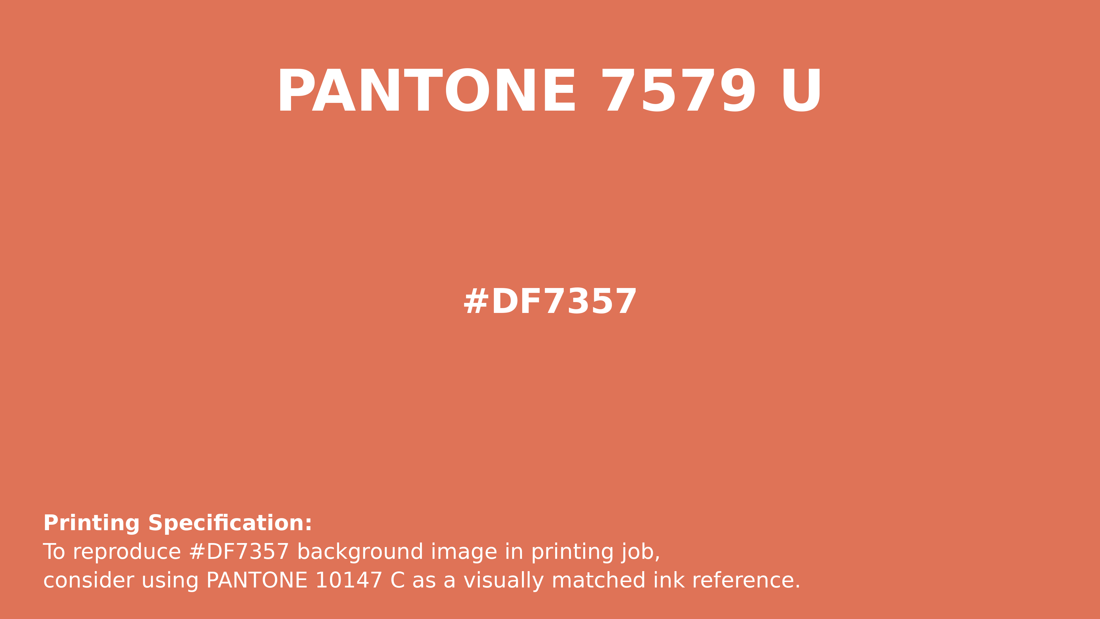 Professional Pantone color reference guide for Pantone 7579 U Color | Hex color Code #df7357. Perfect for printing specifications and color matching in production. #pantone #colormatching #printing #df7357