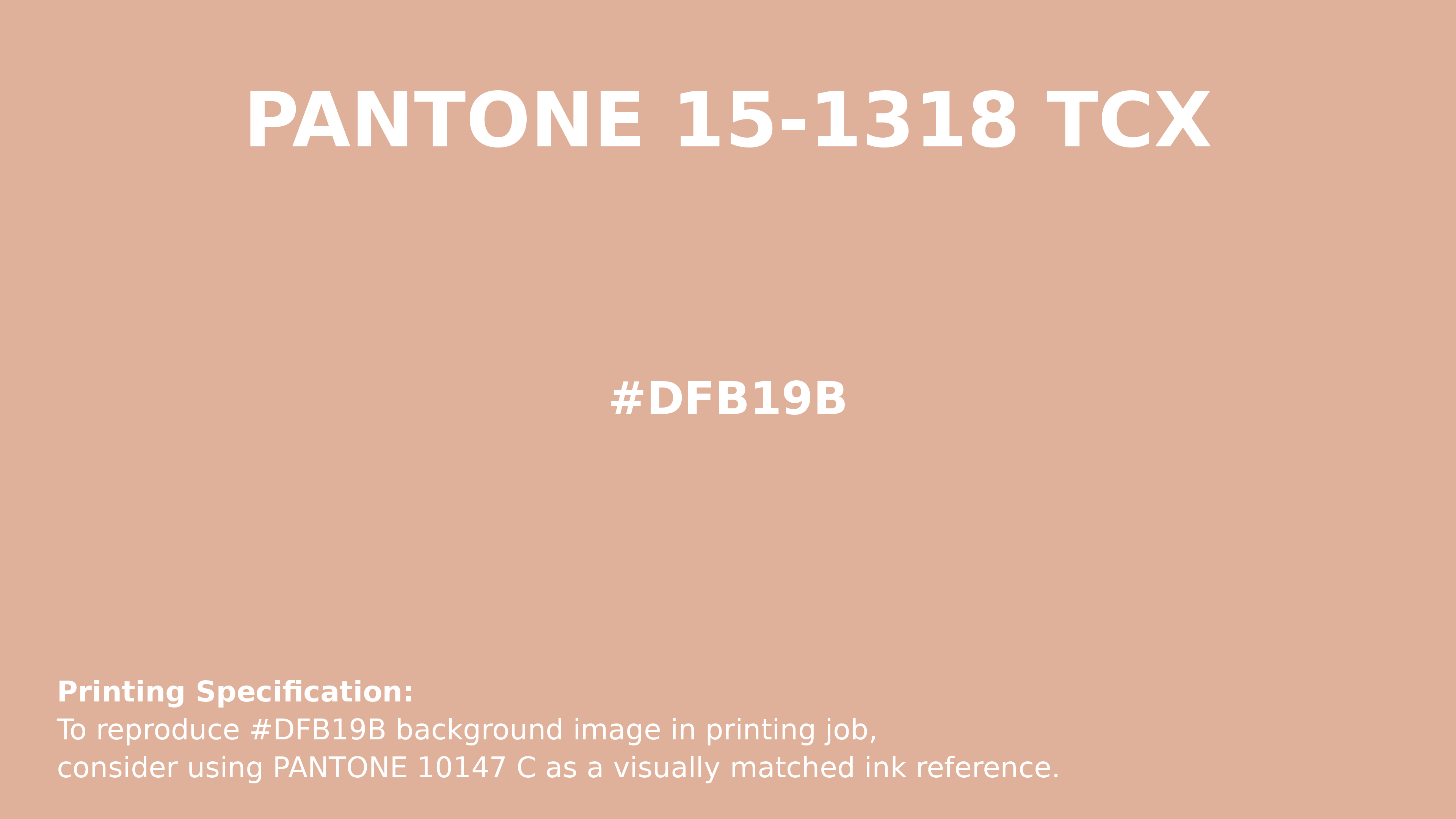 Professional Pantone color reference guide for Pantone 15-1318 Tcx Pink Sand Color | Hex color Code #dfb19b. Perfect for printing specifications and color matching in production. #pantone #colormatching #printing #dfb19b