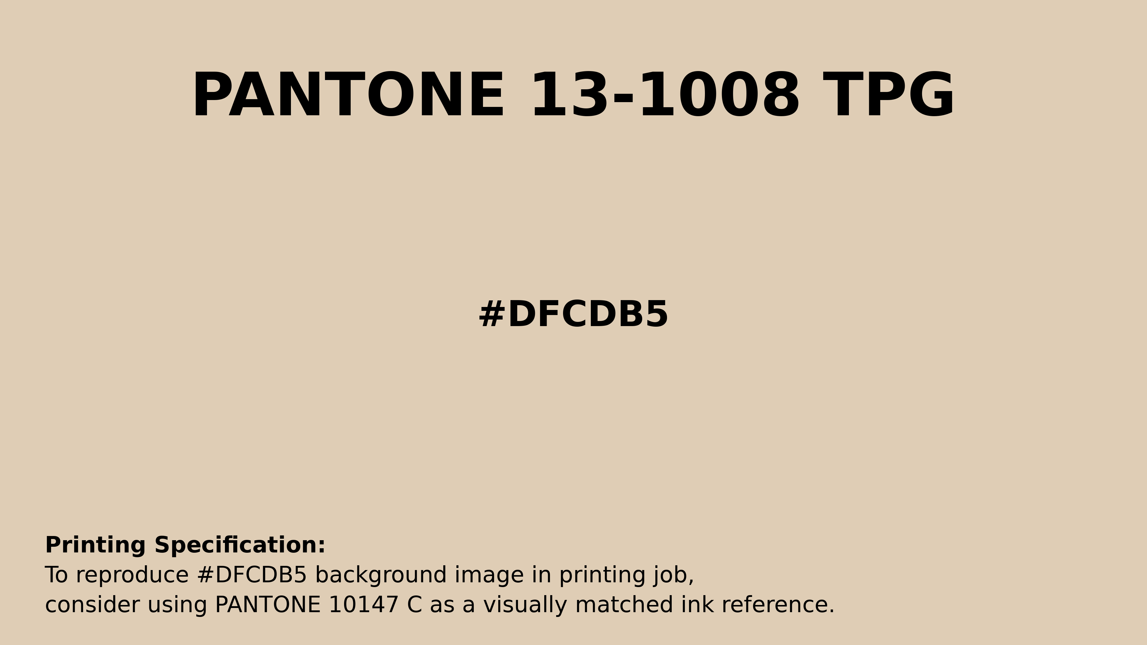 Professional Pantone color reference guide for Pantone 13-1008 Tpg Bleached Sand Color | Hex color Code #dfcdb5. Perfect for printing specifications and color matching in production. #pantone #colormatching #printing #dfcdb5