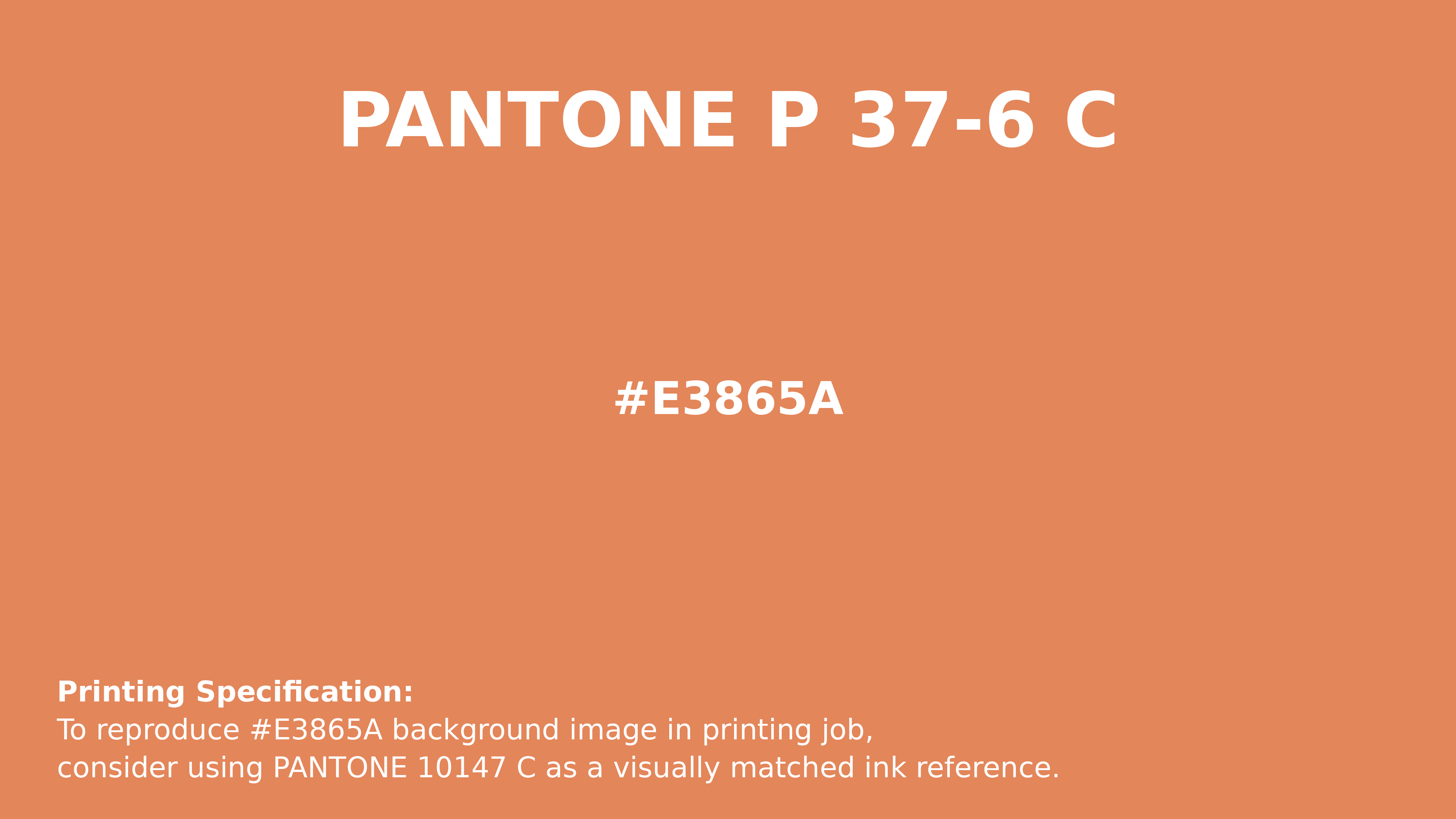 Professional Pantone color reference guide for Pantone P 37-6 C Color | Hex color Code #e3865a. Perfect for printing specifications and color matching in production. #pantone #colormatching #printing #e3865a