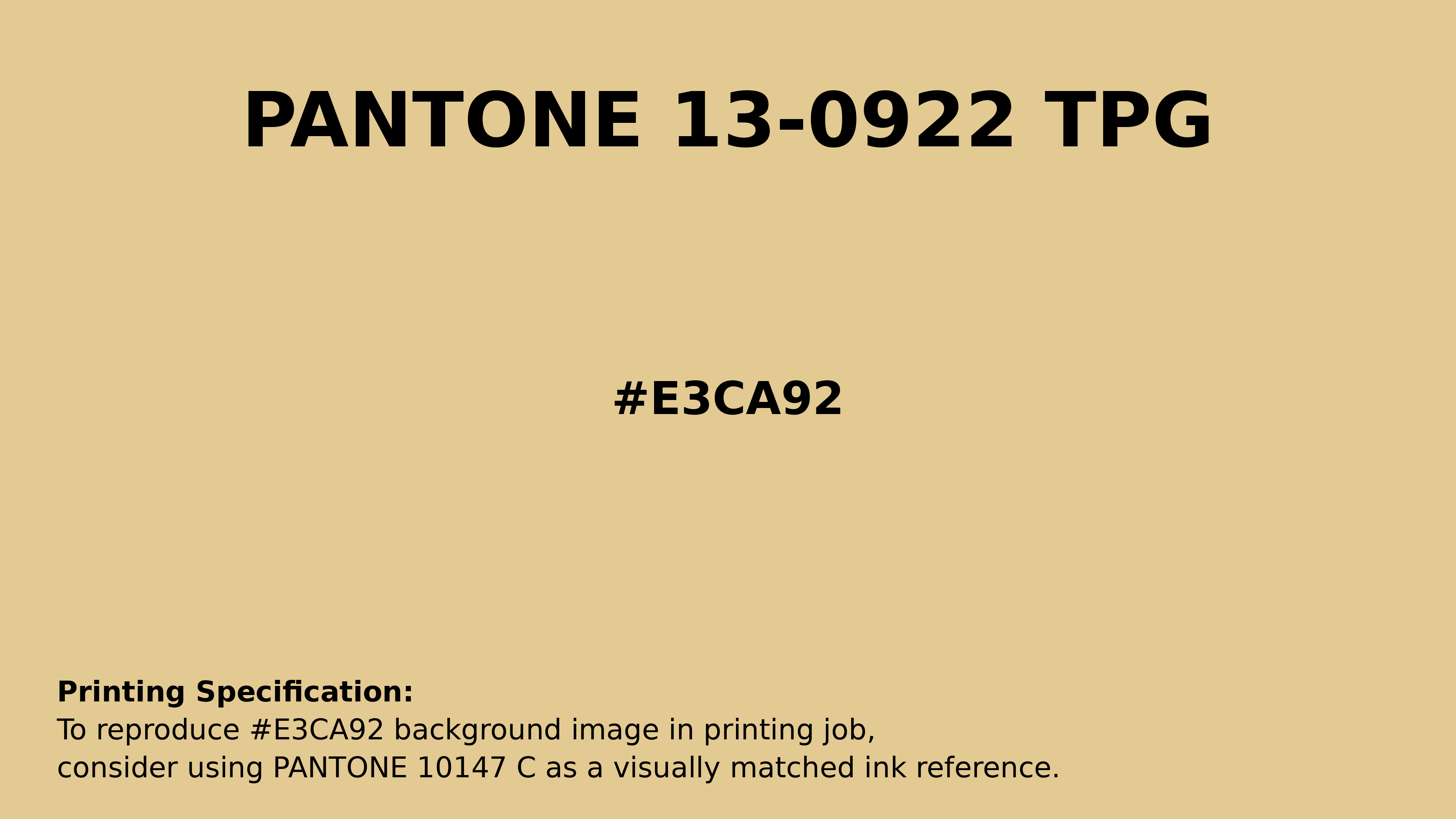 Professional Pantone color reference guide for Pantone 13-0922 Tpg Straw Color | Hex color Code #e3ca92. Perfect for printing specifications and color matching in production. #pantone #colormatching #printing #e3ca92