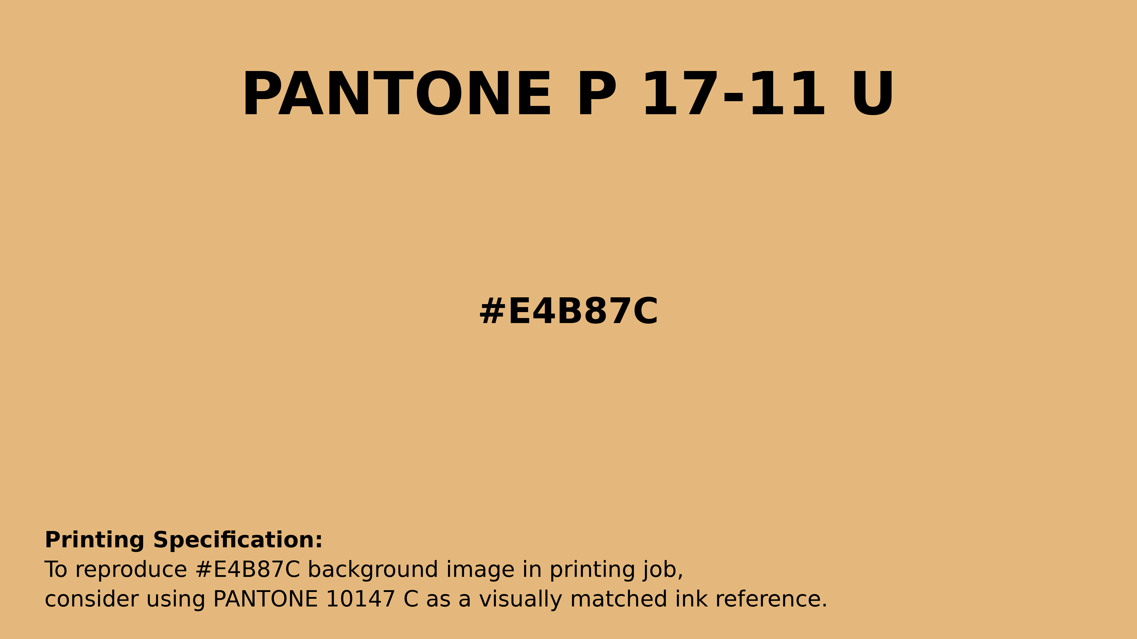 Professional Pantone color reference guide for Pantone P 17-11 U Color | Hex color Code #e4b87c. Perfect for printing specifications and color matching in production. #pantone #colormatching #printing #e4b87c