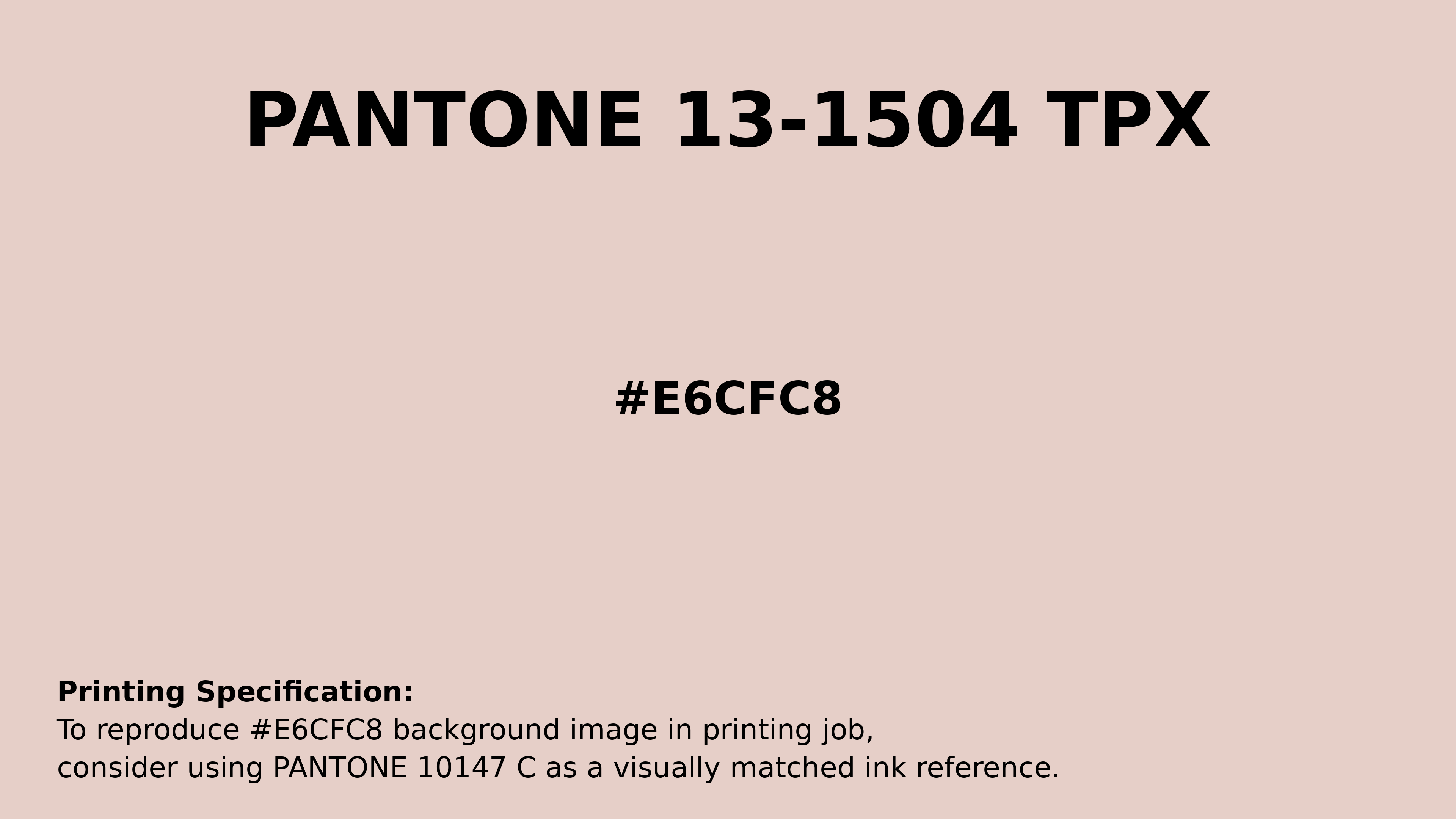 Professional Pantone color reference guide for Pantone 13-1504 Tpx Peach Blush Color | Hex color Code #e6cfc8. Perfect for printing specifications and color matching in production. #pantone #colormatching #printing #e6cfc8