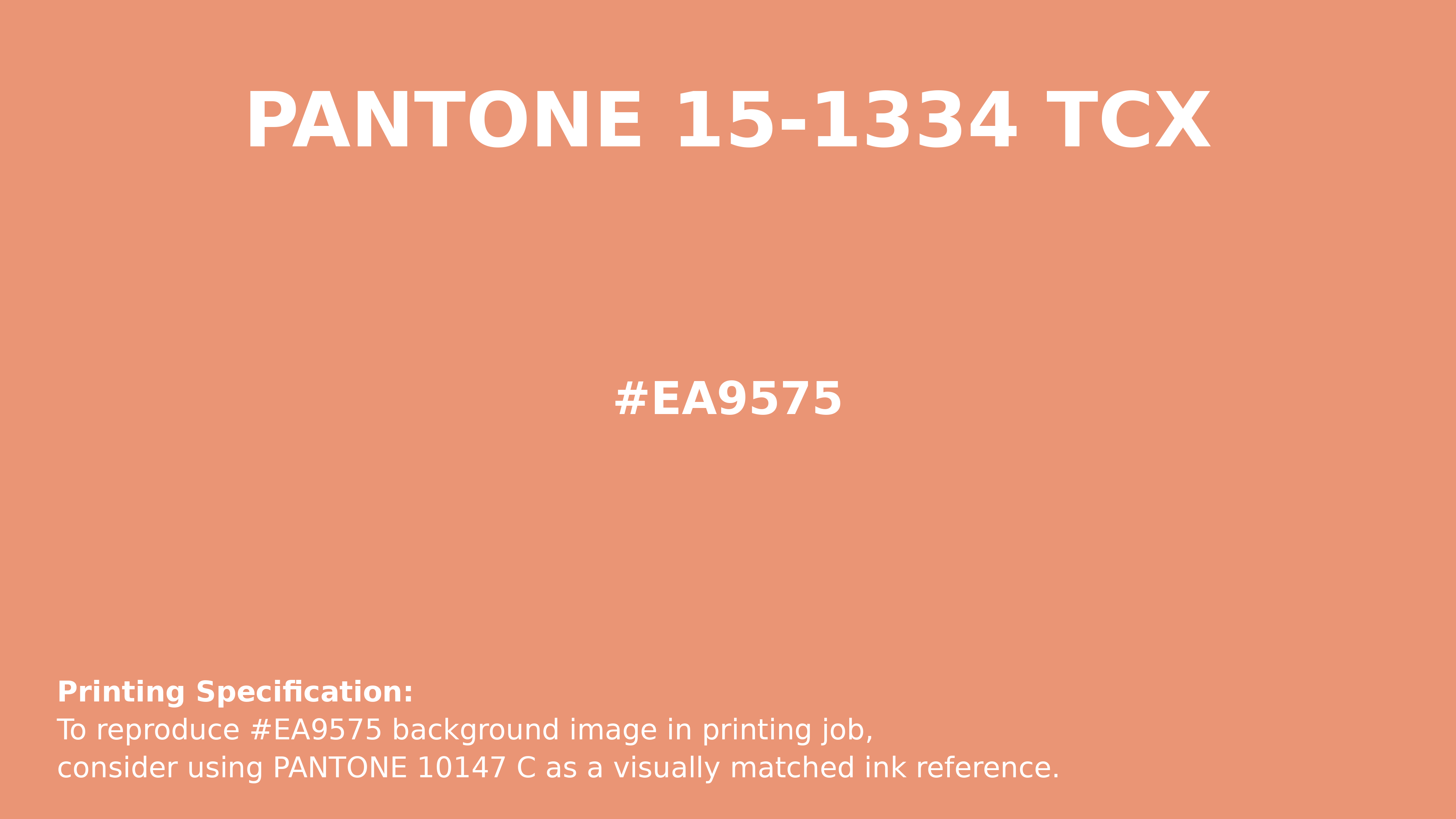 Professional Pantone color reference guide for Pantone 15-1334 Tcx Shell Coral Color | Hex color Code #ea9575. Perfect for printing specifications and color matching in production. #pantone #colormatching #printing #ea9575
