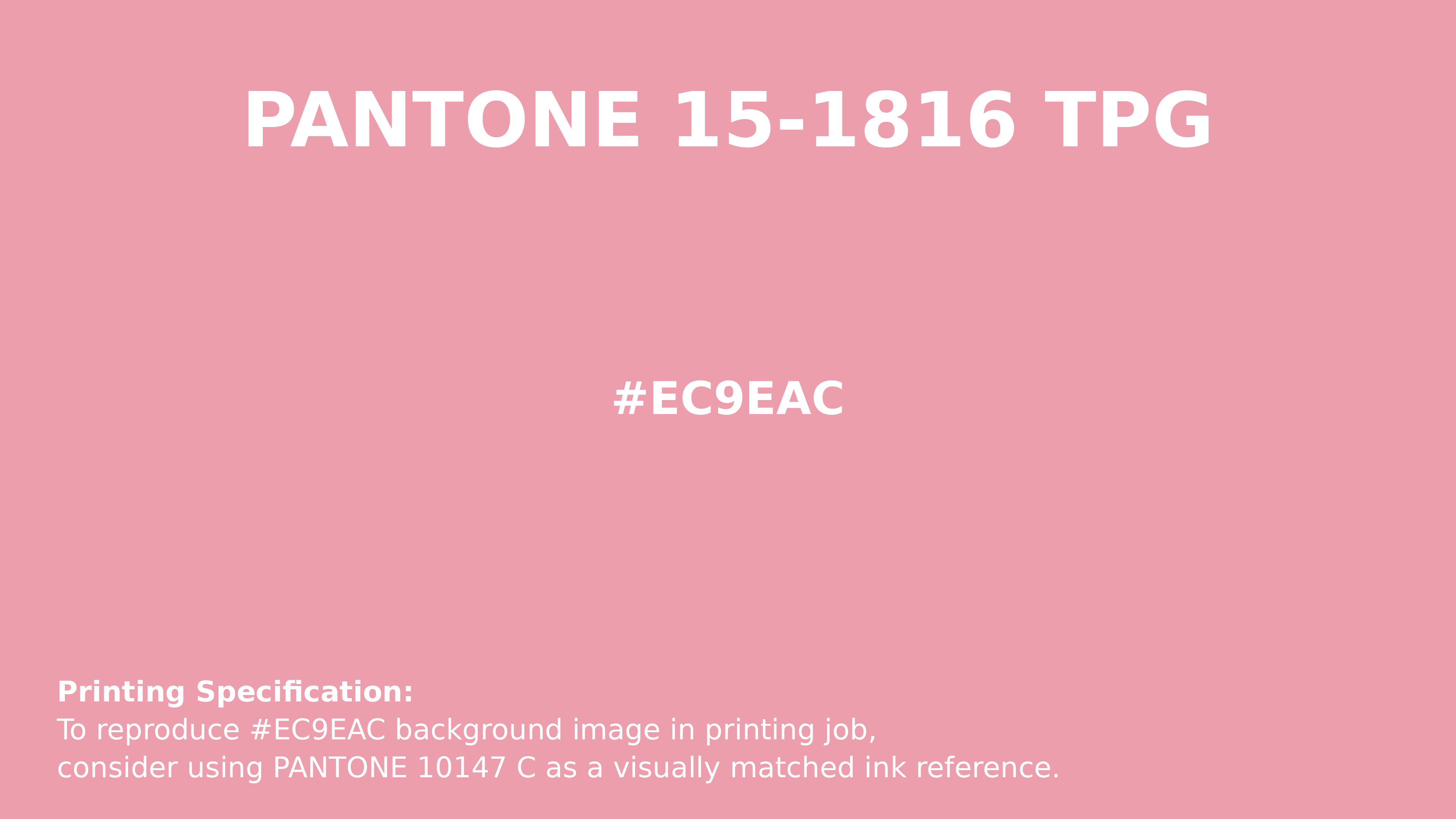 Professional Pantone color reference guide for Pantone 15-1816 Tpg Peony Color | Hex color Code #ec9eac. Perfect for printing specifications and color matching in production. #pantone #colormatching #printing #ec9eac