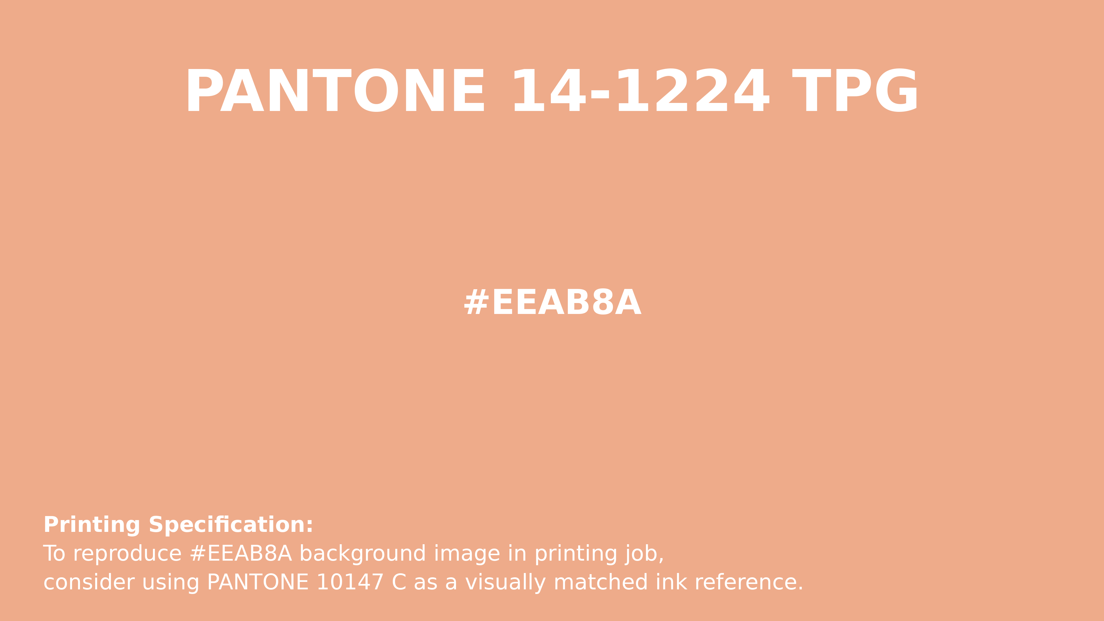 Professional Pantone color reference guide for Pantone 14-1224 Tpg Coral Sands Color | Hex color Code #eeab8a. Perfect for printing specifications and color matching in production. #pantone #colormatching #printing #eeab8a