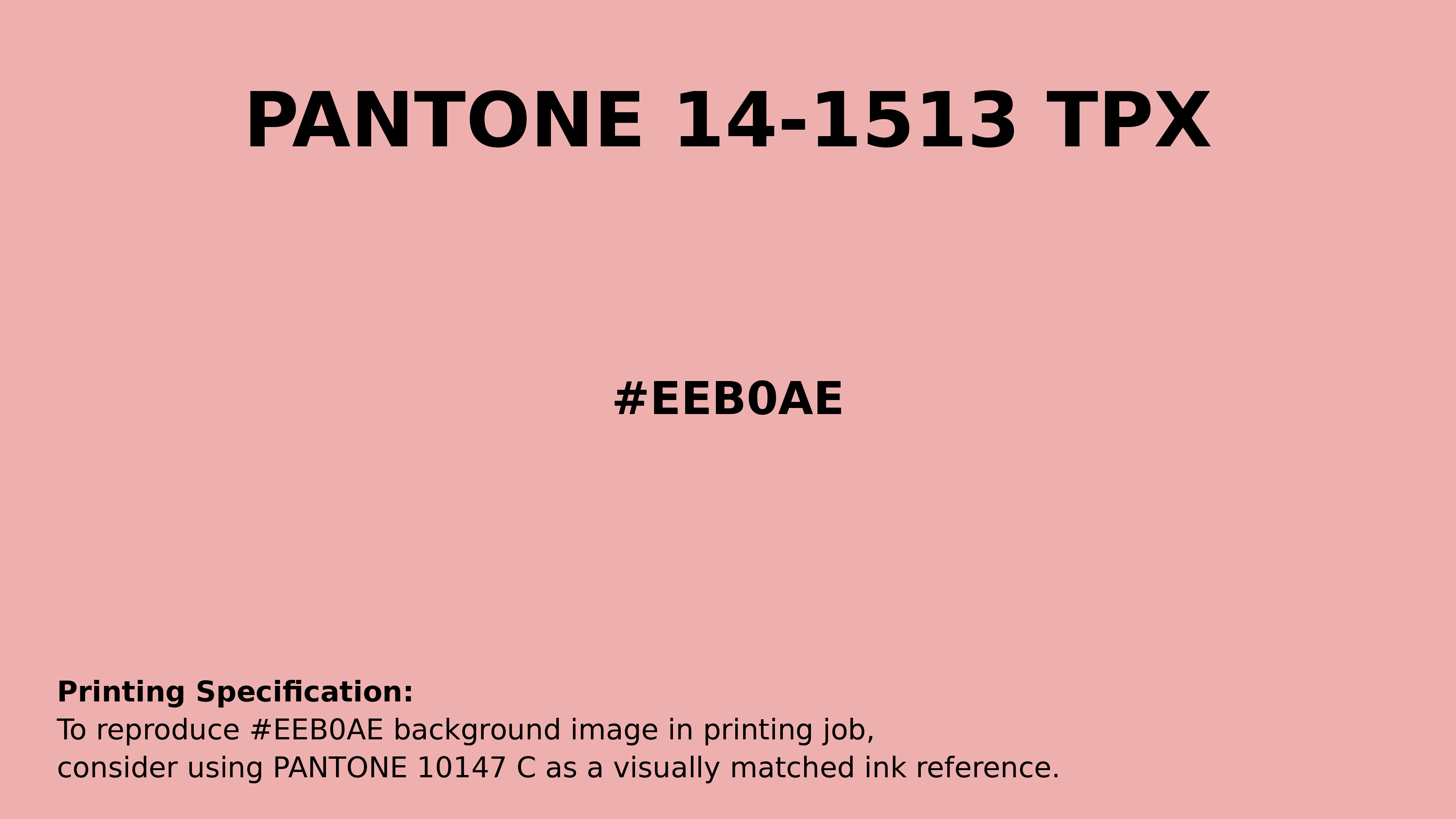 Professional Pantone color reference guide for Pantone 14-1513 Tpx Blossom Color | Hex color Code #eeb0ae. Perfect for printing specifications and color matching in production. #pantone #colormatching #printing #eeb0ae
