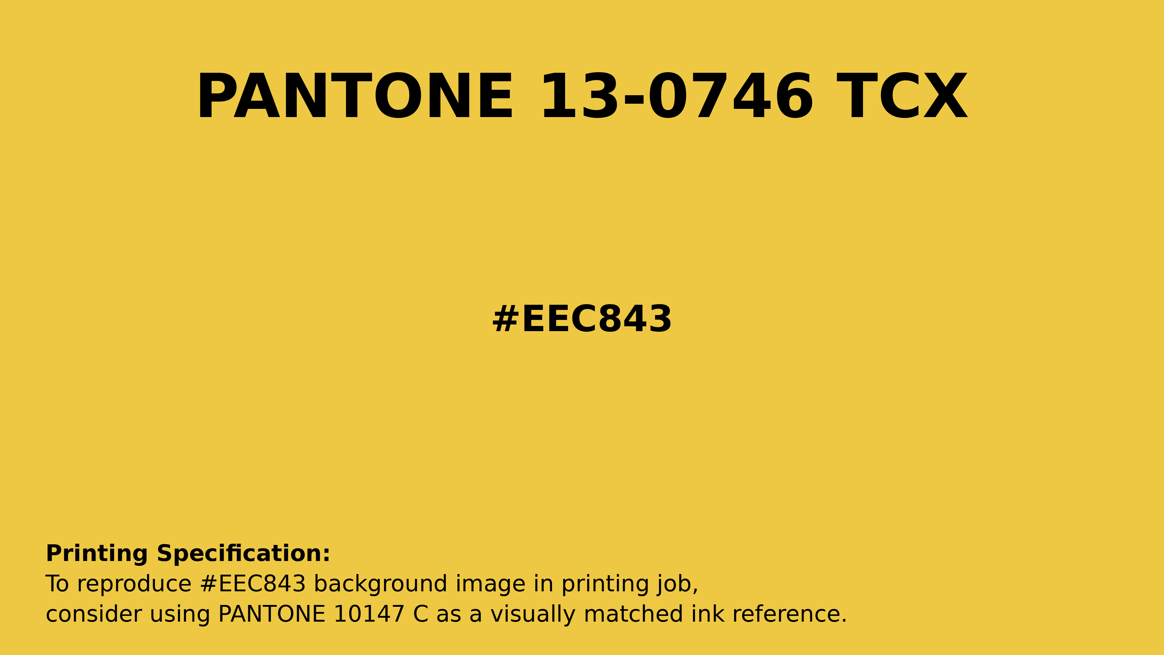 Professional Pantone color reference guide for Pantone 13-0746 Tcx Maize Color | Hex color Code #eec843. Perfect for printing specifications and color matching in production. #pantone #colormatching #printing #eec843