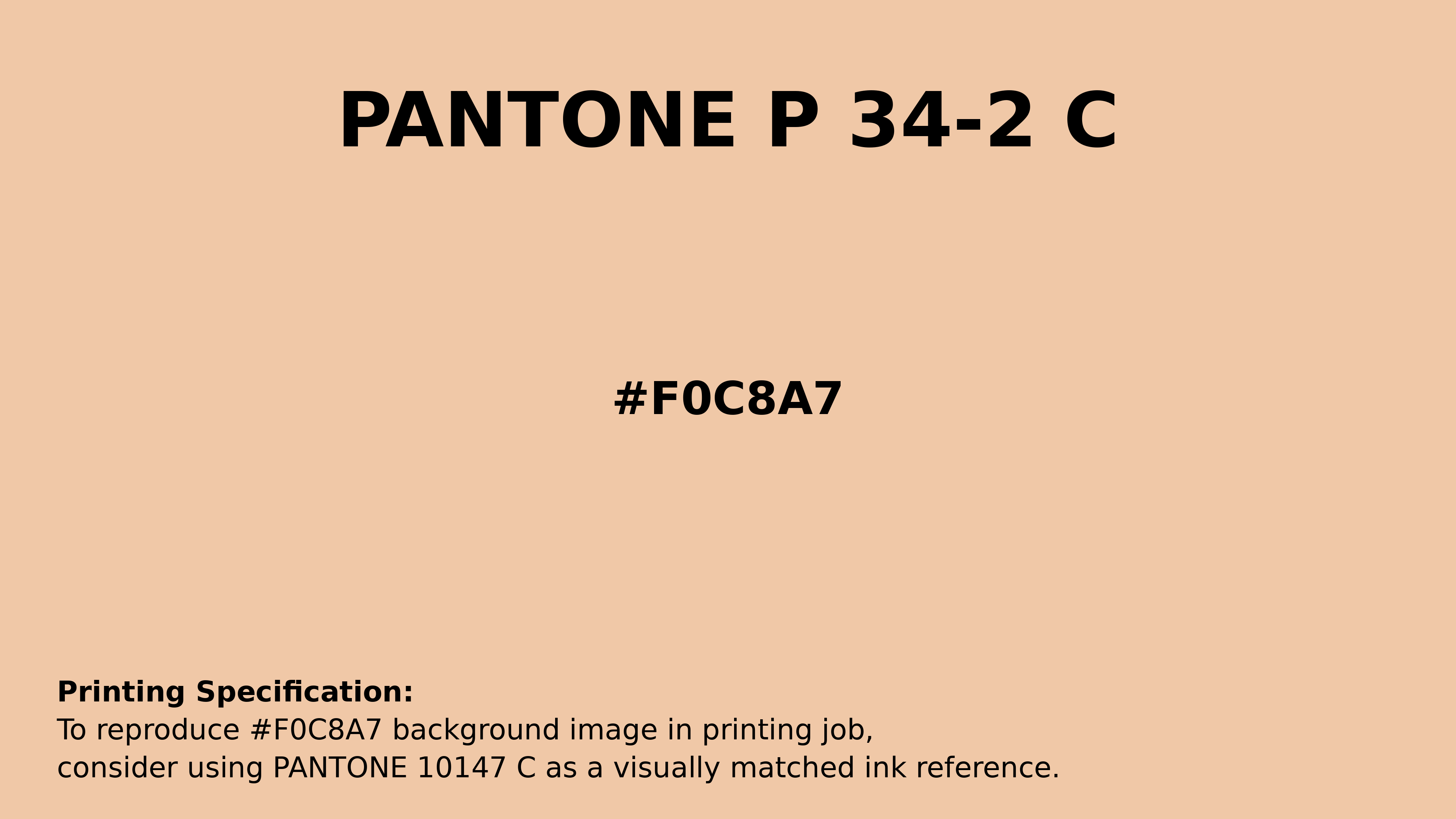 Professional Pantone color reference guide for Pantone P 34-2 C Color | Hex color Code #f0c8a7. Perfect for printing specifications and color matching in production. #pantone #colormatching #printing #f0c8a7