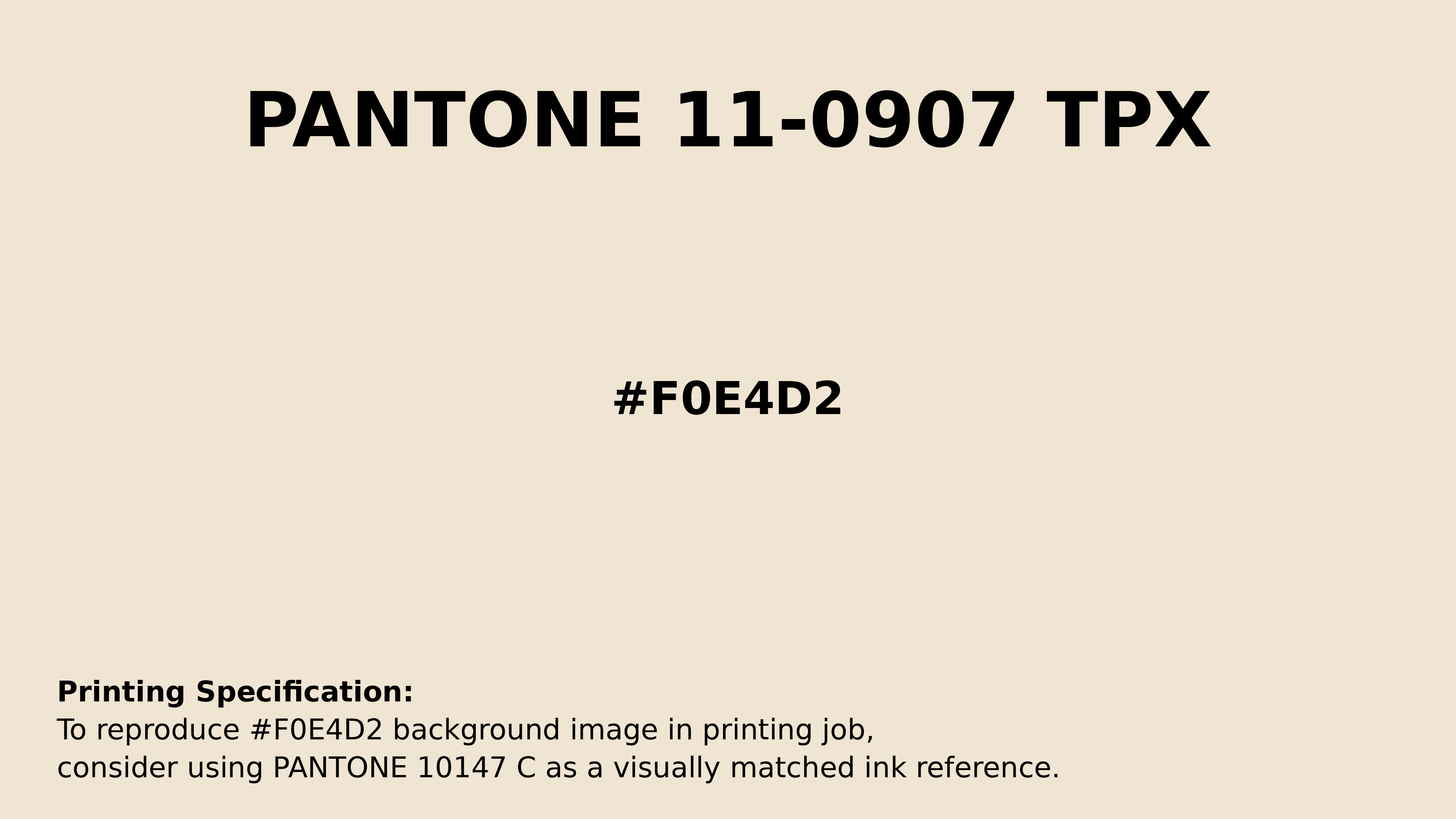 Professional Pantone color reference guide for Pantone 11-0907 Tpx Pearled Ivory Color | Hex color Code #f0e4d2. Perfect for printing specifications and color matching in production. #pantone #colormatching #printing #f0e4d2