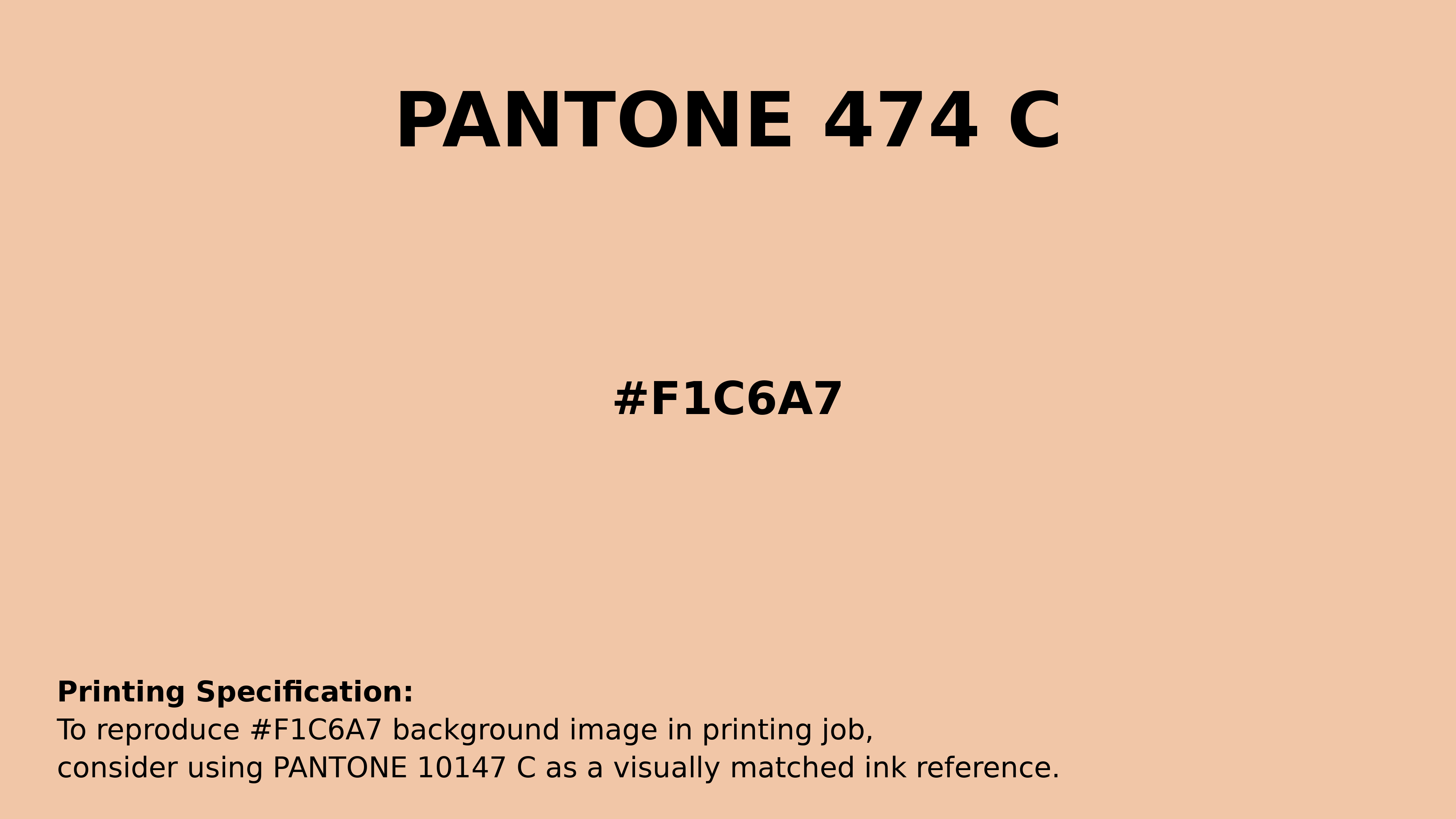 Professional Pantone color reference guide for Pantone 474 C Color | Hex color Code #f1c6a7. Perfect for printing specifications and color matching in production. #pantone #colormatching #printing #f1c6a7