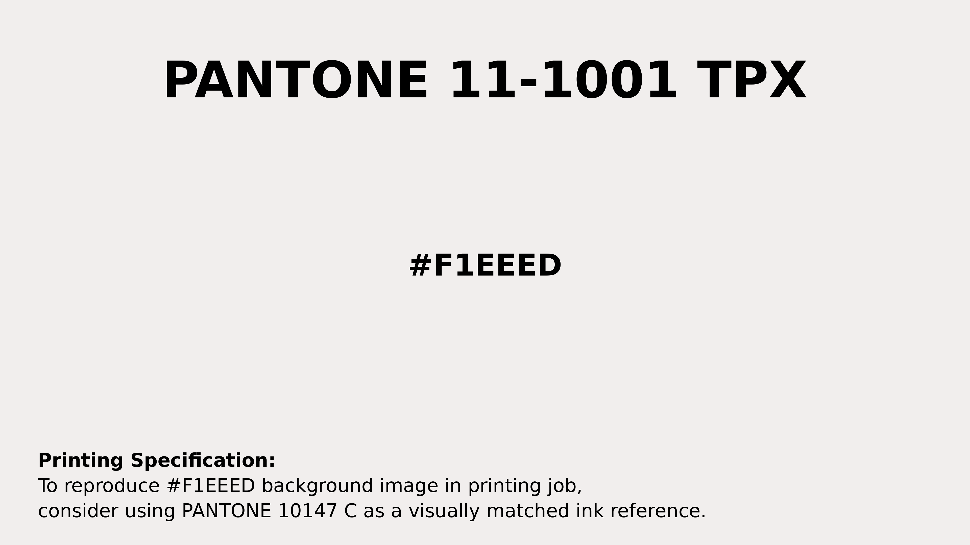 Professional Pantone color reference guide for Pantone 11-1001 Tpx White Alyssum Color | Hex color Code #f1eeed. Perfect for printing specifications and color matching in production. #pantone #colormatching #printing #f1eeed