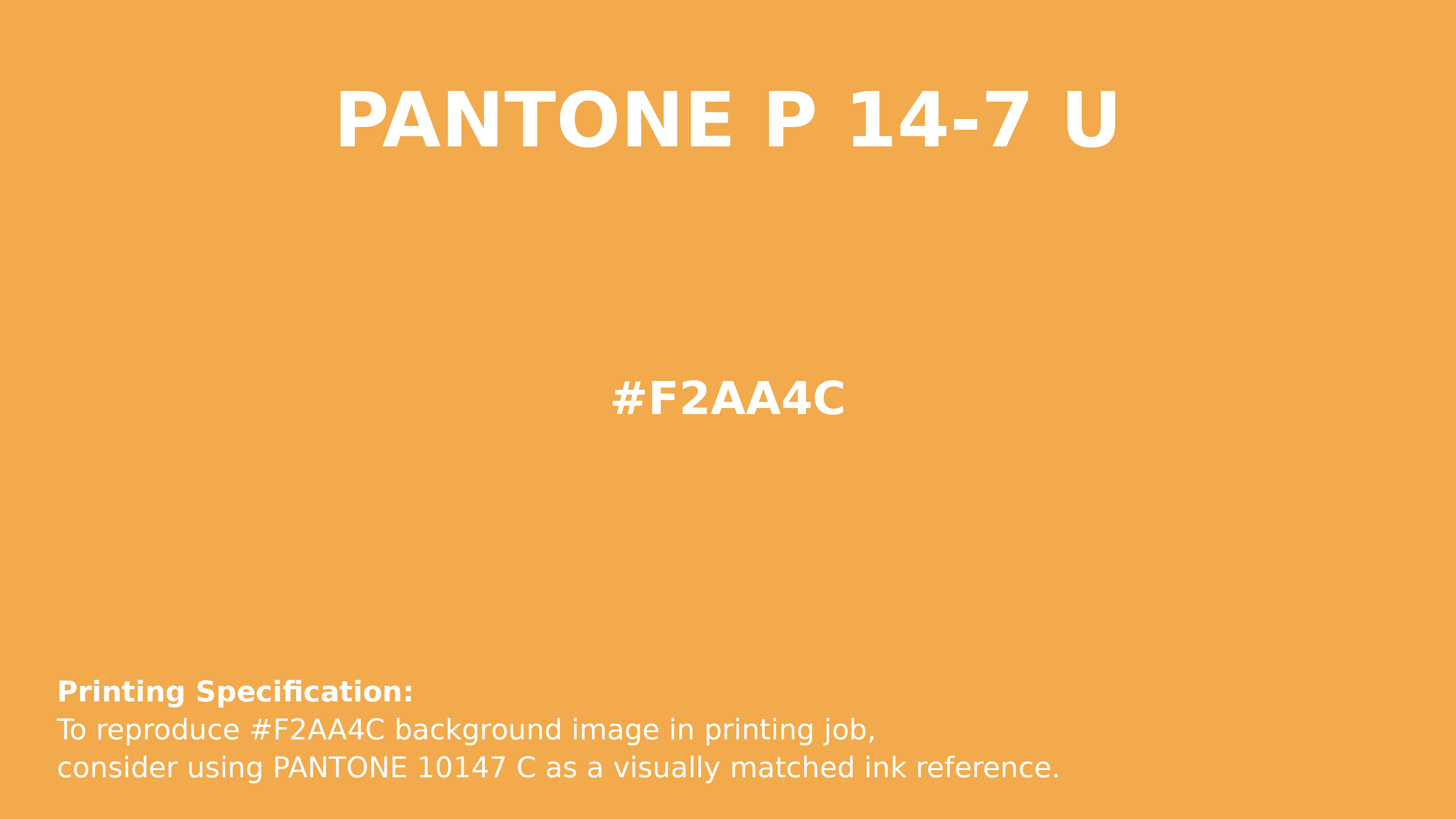 Professional Pantone color reference guide for Pantone P 14-7 U Color | Hex color Code #f2aa4c. Perfect for printing specifications and color matching in production. #pantone #colormatching #printing #f2aa4c