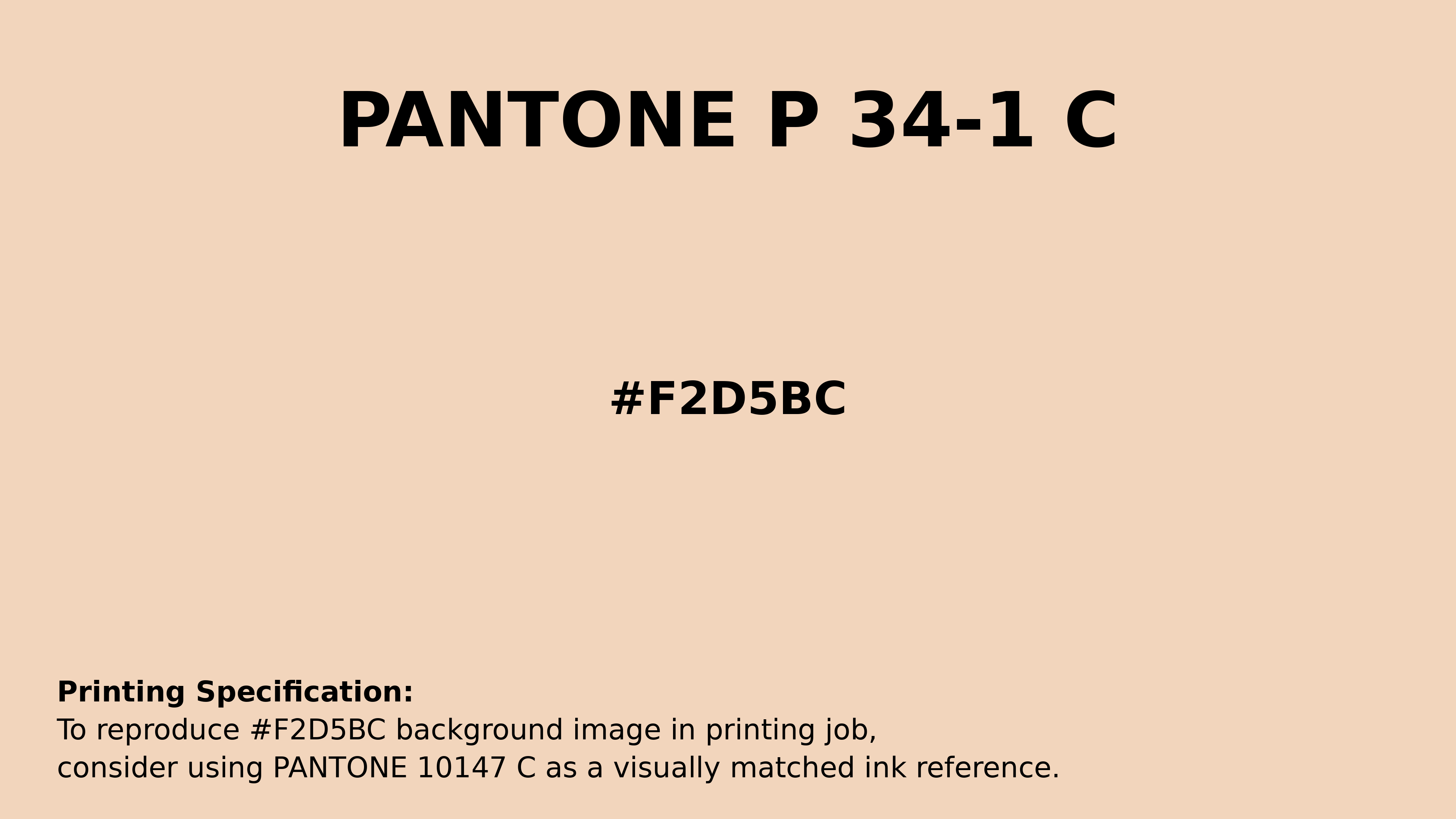 Professional Pantone color reference guide for Pantone P 34-1 C Color | Hex color Code #f2d5bc. Perfect for printing specifications and color matching in production. #pantone #colormatching #printing #f2d5bc