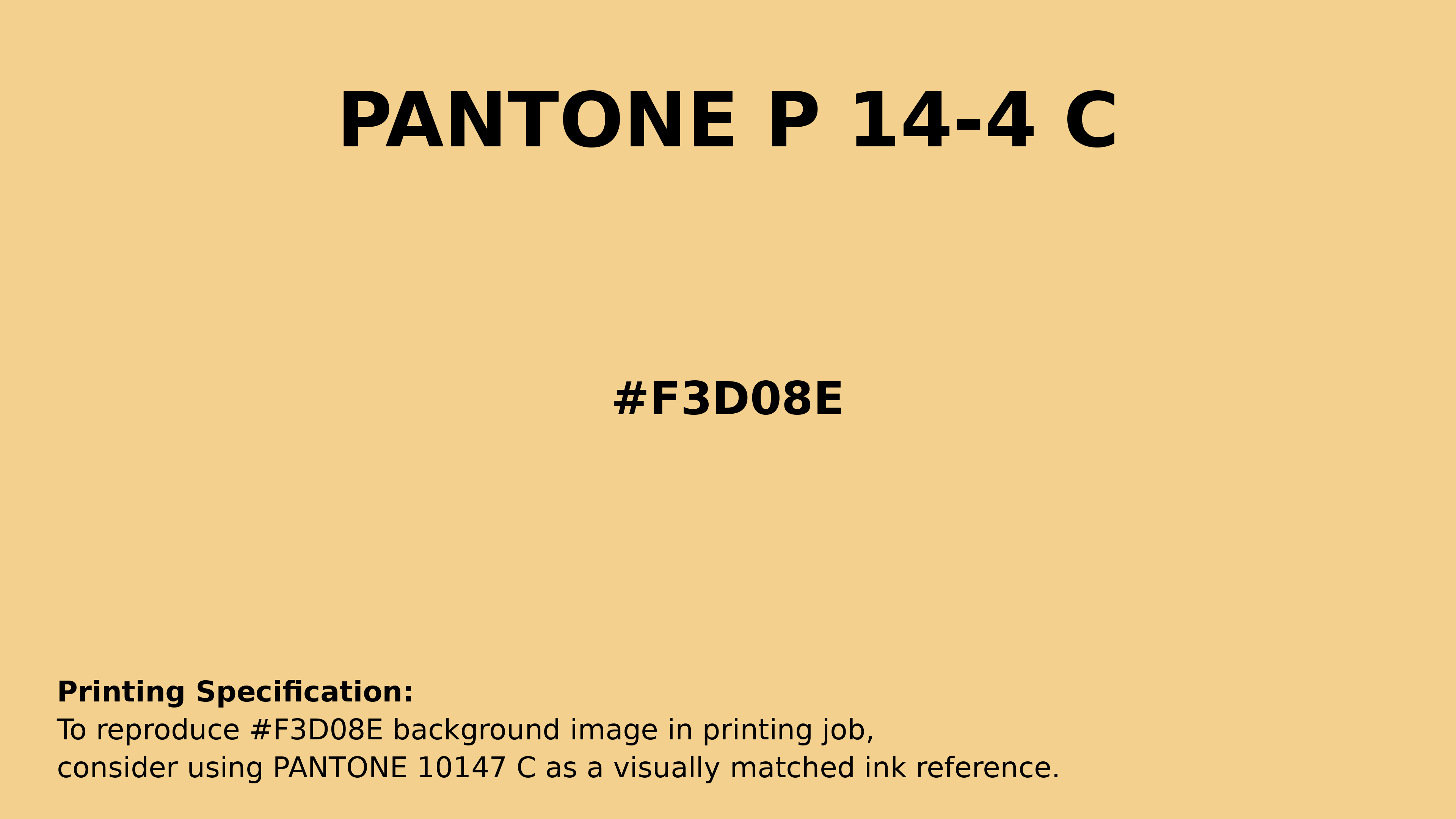 Professional Pantone color reference guide for Pantone P 14-4 C Color | Hex color Code #f3d08e. Perfect for printing specifications and color matching in production. #pantone #colormatching #printing #f3d08e