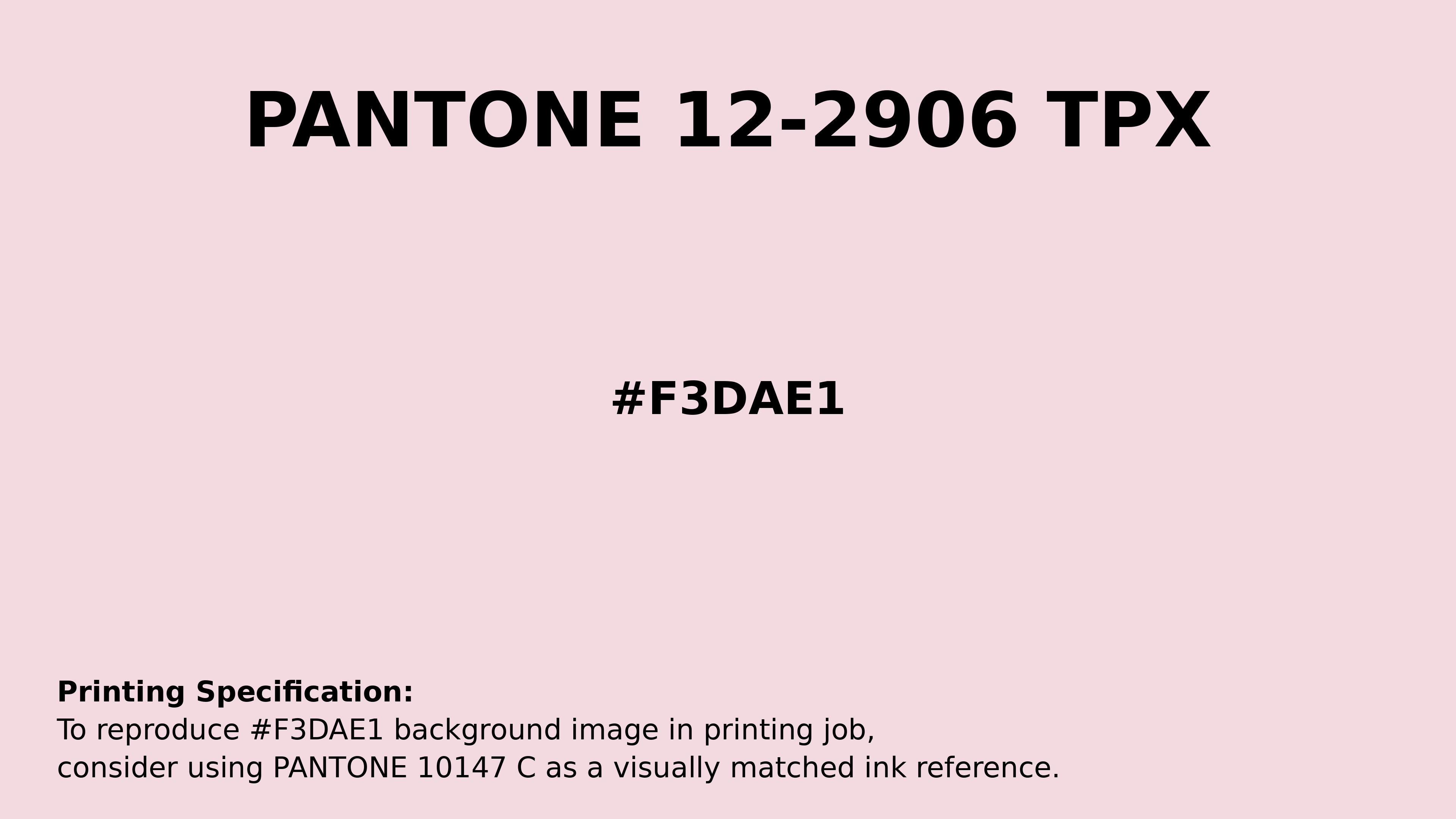 Professional Pantone color reference guide for Pantone 12-2906 Tpx Barely Pink Color | Hex color Code #f3dae1. Perfect for printing specifications and color matching in production. #pantone #colormatching #printing #f3dae1