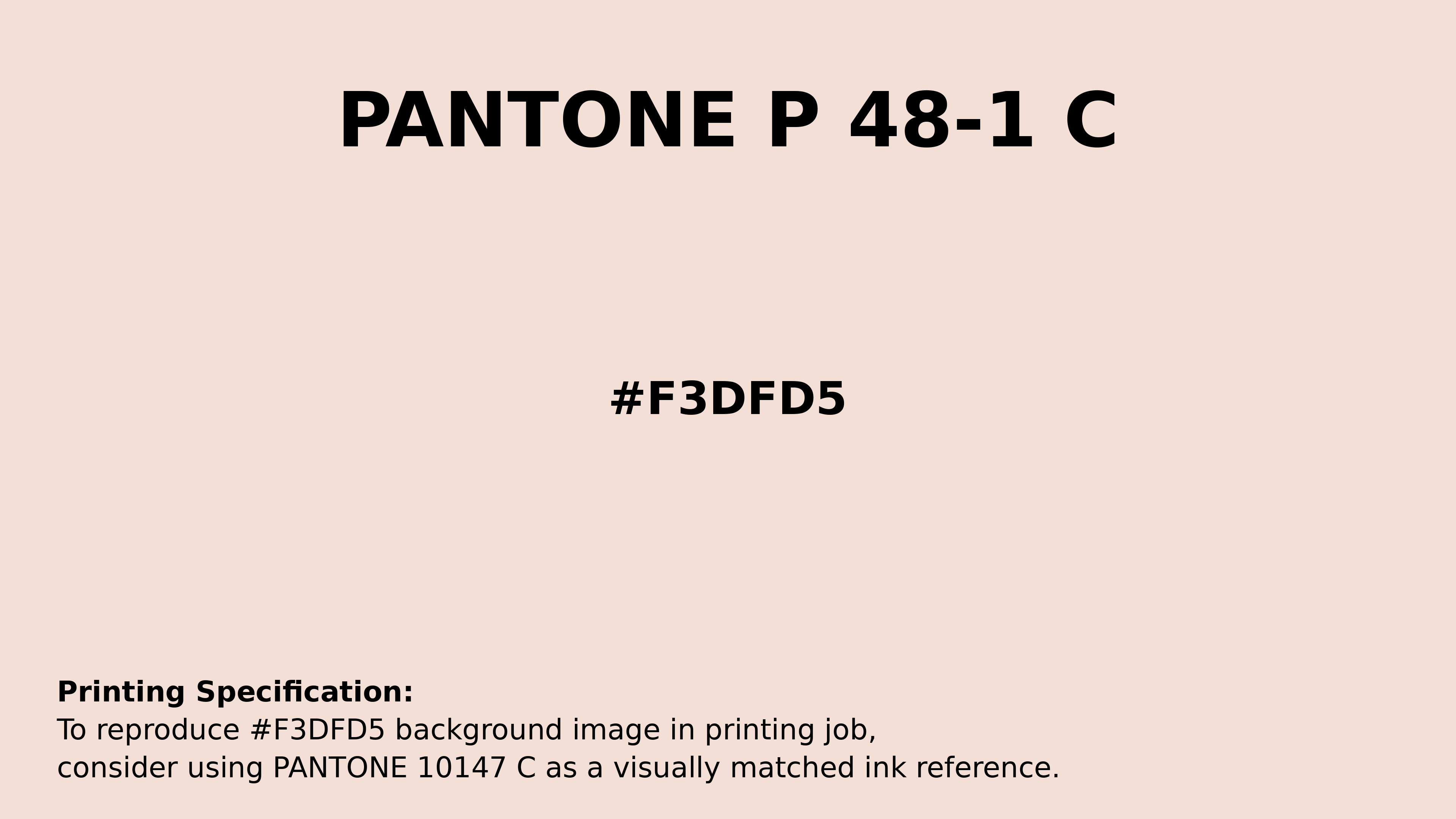 Professional Pantone color reference guide for Pantone P 48-1 C Color | Hex color Code #f3dfd5. Perfect for printing specifications and color matching in production. #pantone #colormatching #printing #f3dfd5