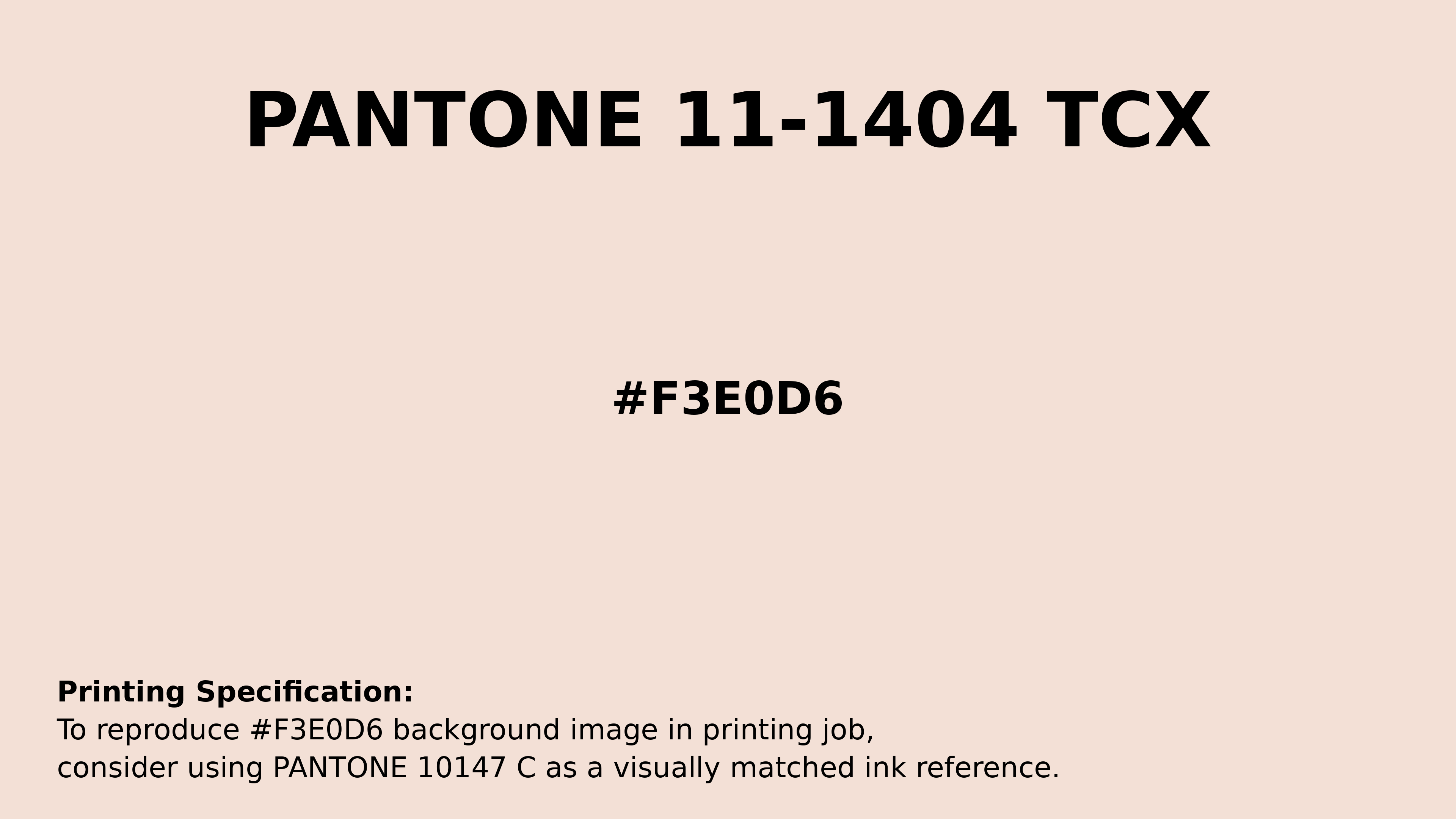 Professional Pantone color reference guide for Pantone 11-1404 Tcx Powder Puff Color | Hex color Code #f3e0d6. Perfect for printing specifications and color matching in production. #pantone #colormatching #printing #f3e0d6