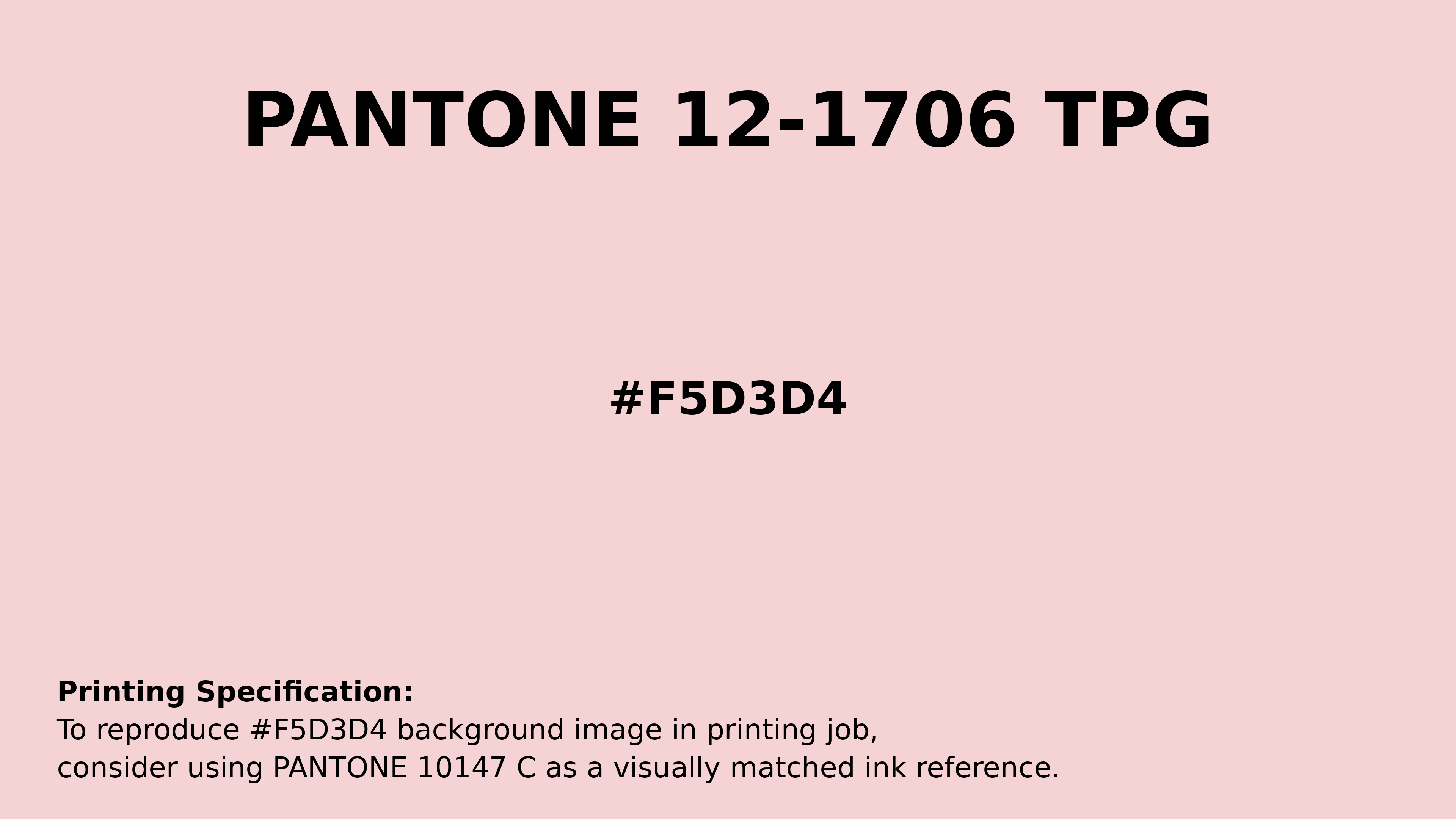 Professional Pantone color reference guide for Pantone 12-1706 Tpg Pink Dogwood Color | Hex color Code #f5d3d4. Perfect for printing specifications and color matching in production. #pantone #colormatching #printing #f5d3d4