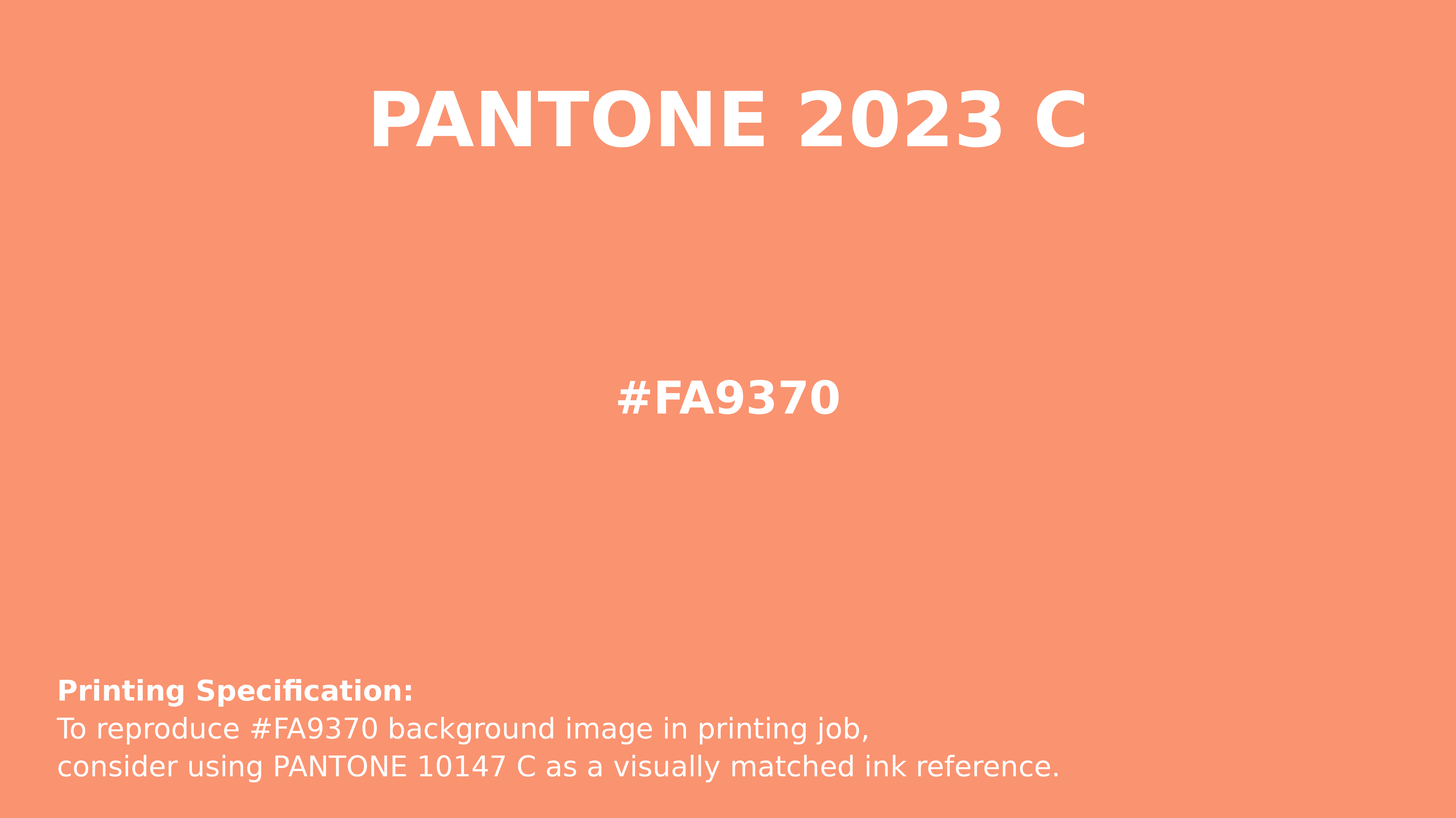 Professional Pantone color reference guide for Pantone 2023 C Color | Hex color Code #fa9370. Perfect for printing specifications and color matching in production. #pantone #colormatching #printing #fa9370
