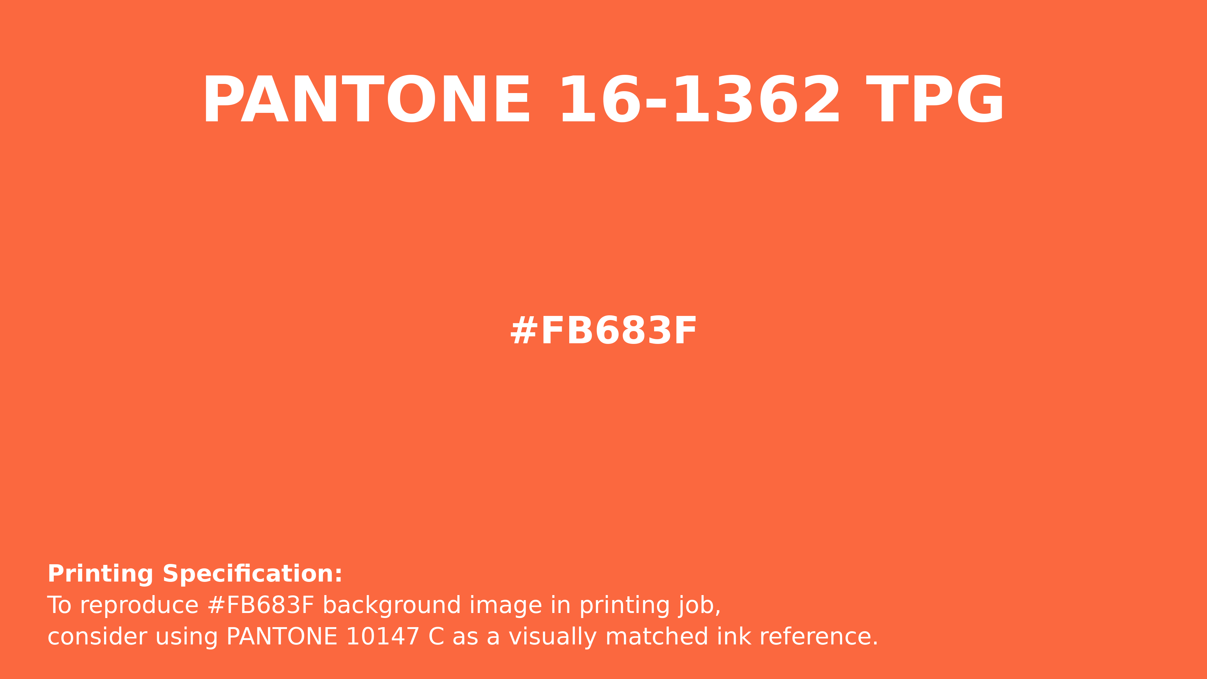 Professional Pantone color reference guide for Pantone 16-1362 Tpg Vermillion Orange Color | Hex color Code #fb683f. Perfect for printing specifications and color matching in production. #pantone #colormatching #printing #fb683f