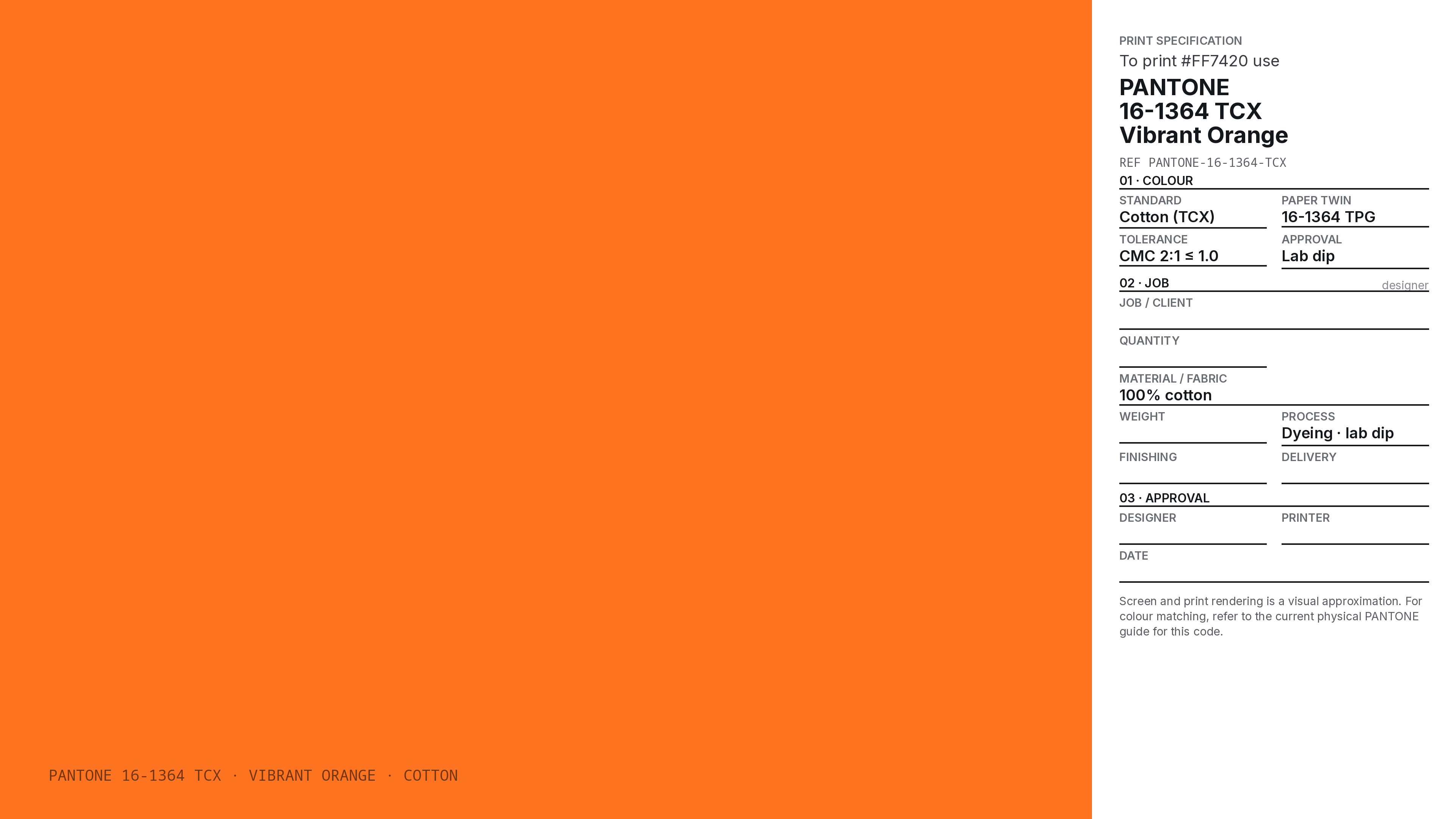 Vibrant Orange Hex Code #FF7420 — RGB, CMYK & HSL Color Values