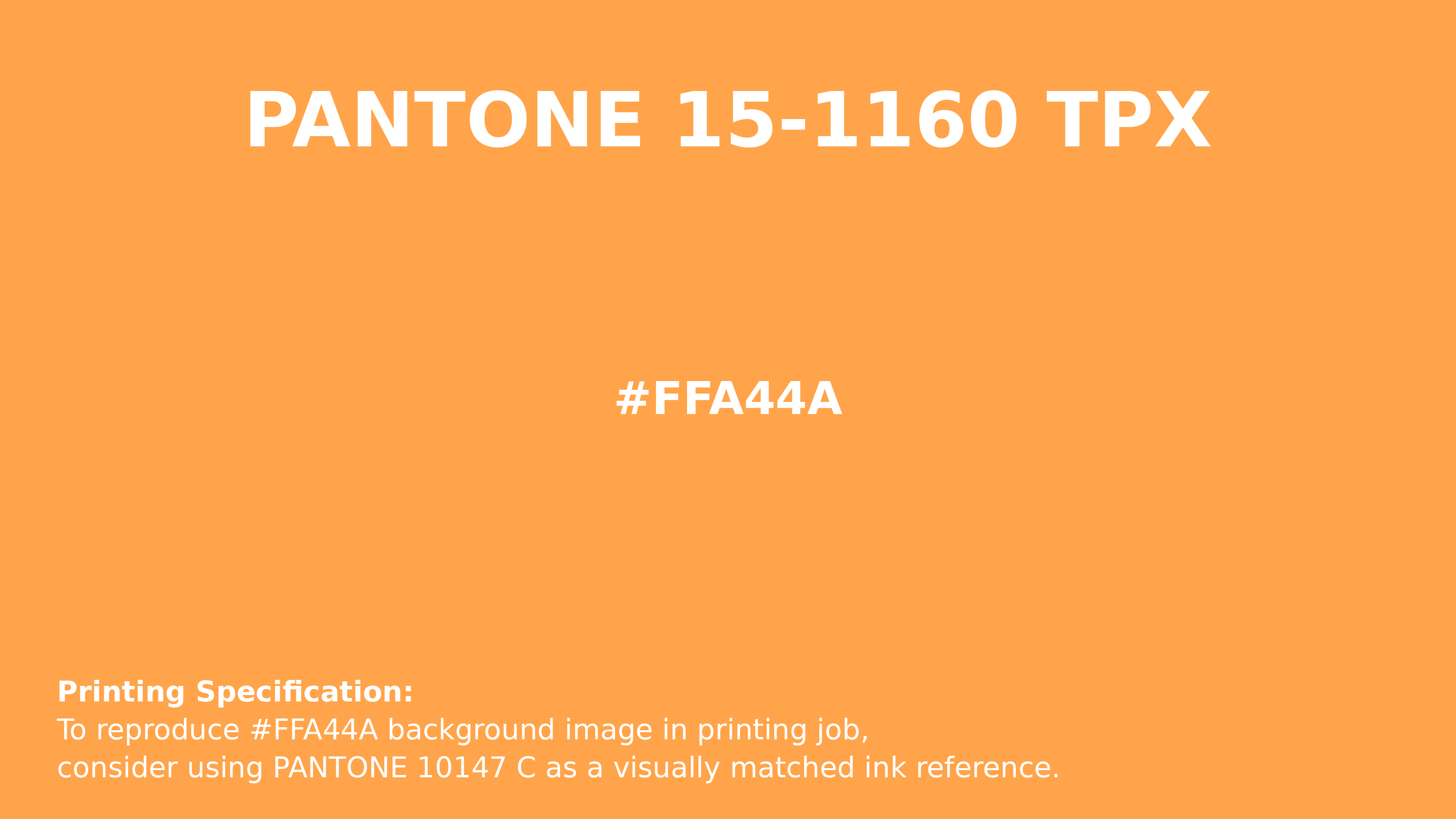 Professional Pantone color reference guide for Pantone 15-1160 Tpx Blazing Orange Color | Hex color Code #ffa44a. Perfect for printing specifications and color matching in production. #pantone #colormatching #printing #ffa44a