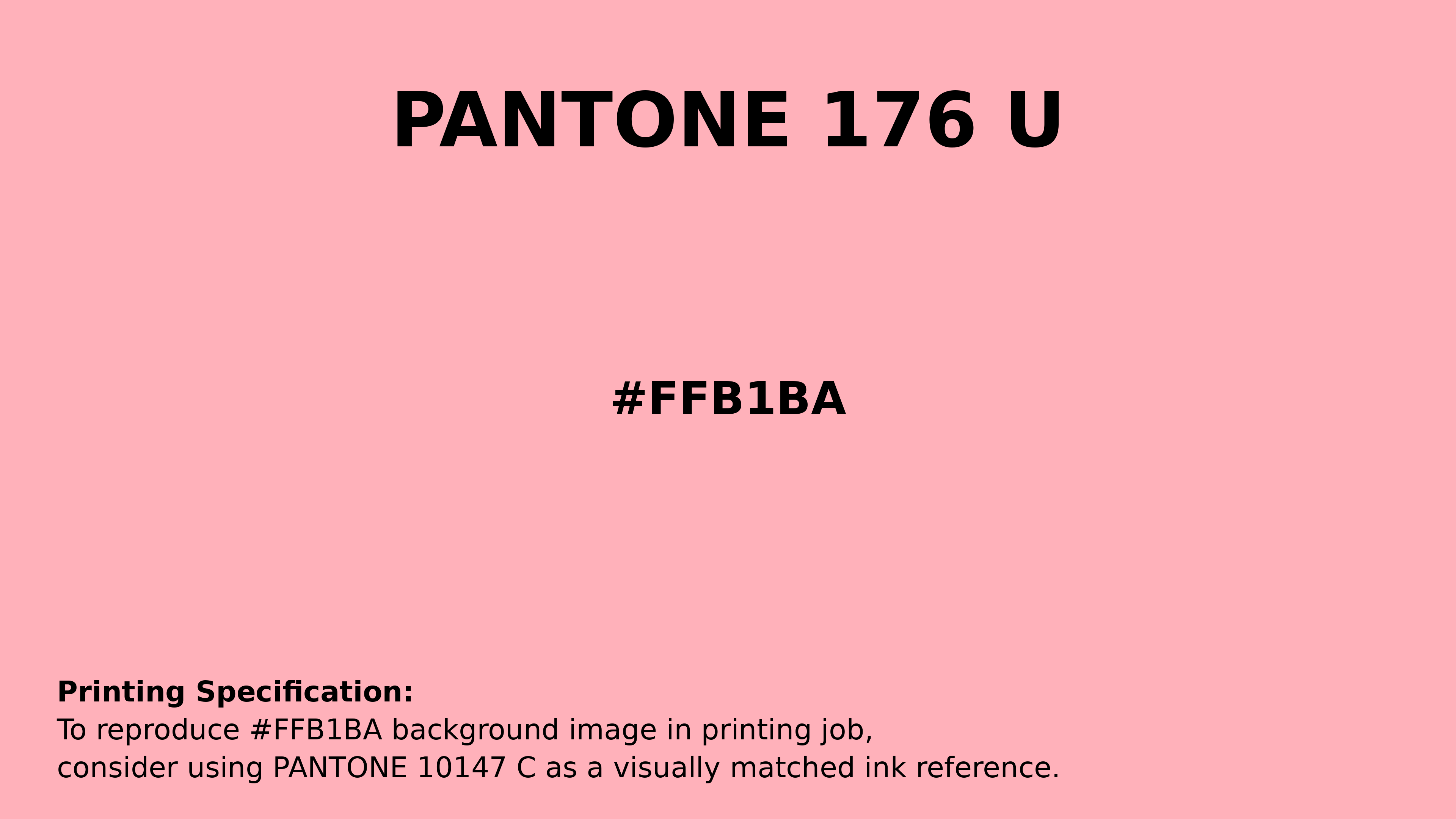 Professional Pantone color reference guide for Pantone 176 U Color | Hex color Code #ffb1ba. Perfect for printing specifications and color matching in production. #pantone #colormatching #printing #ffb1ba