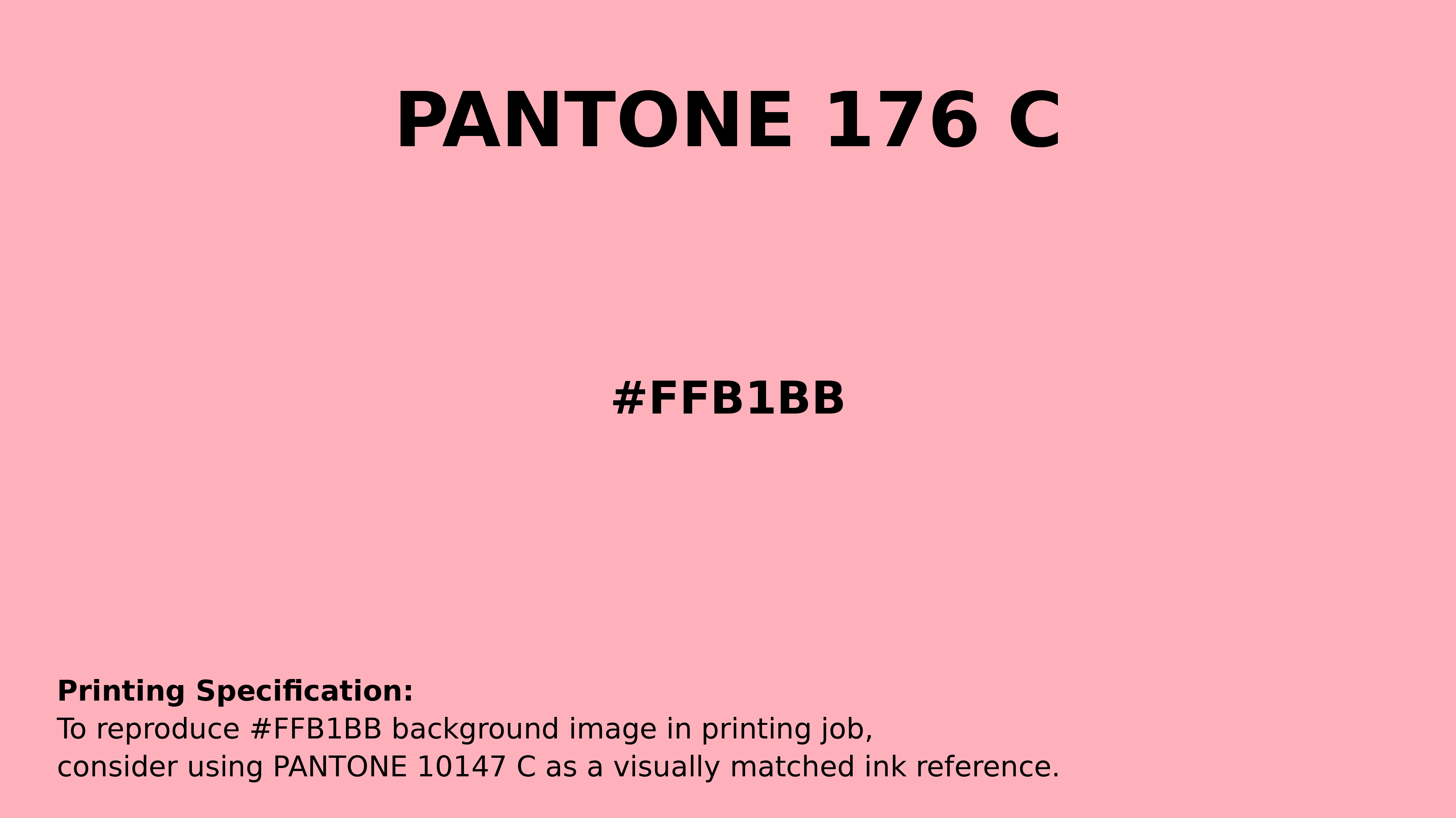 Professional Pantone color reference guide for Pantone 176 C Color | Hex color Code #ffb1bb. Perfect for printing specifications and color matching in production. #pantone #colormatching #printing #ffb1bb