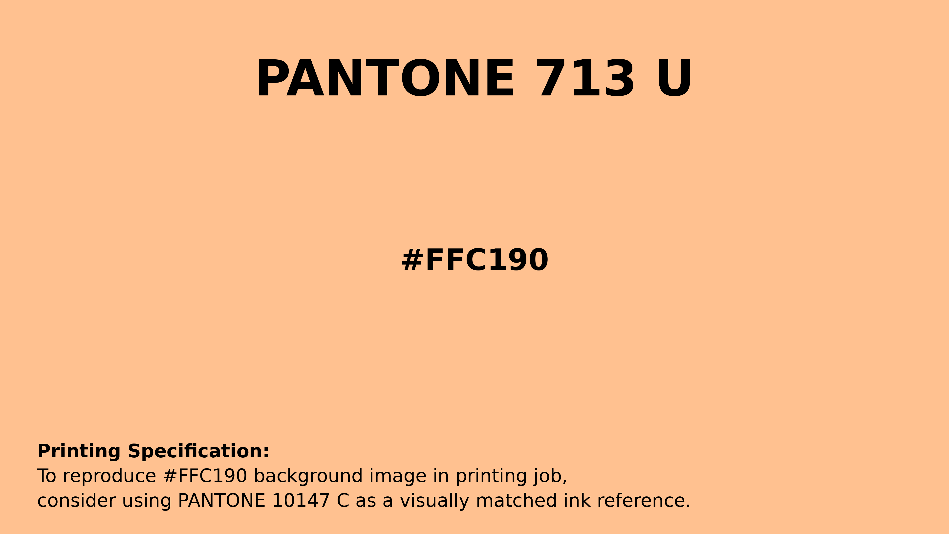 Professional Pantone color reference guide for Pantone 713 U Color | Hex color Code #ffc190. Perfect for printing specifications and color matching in production. #pantone #colormatching #printing #ffc190