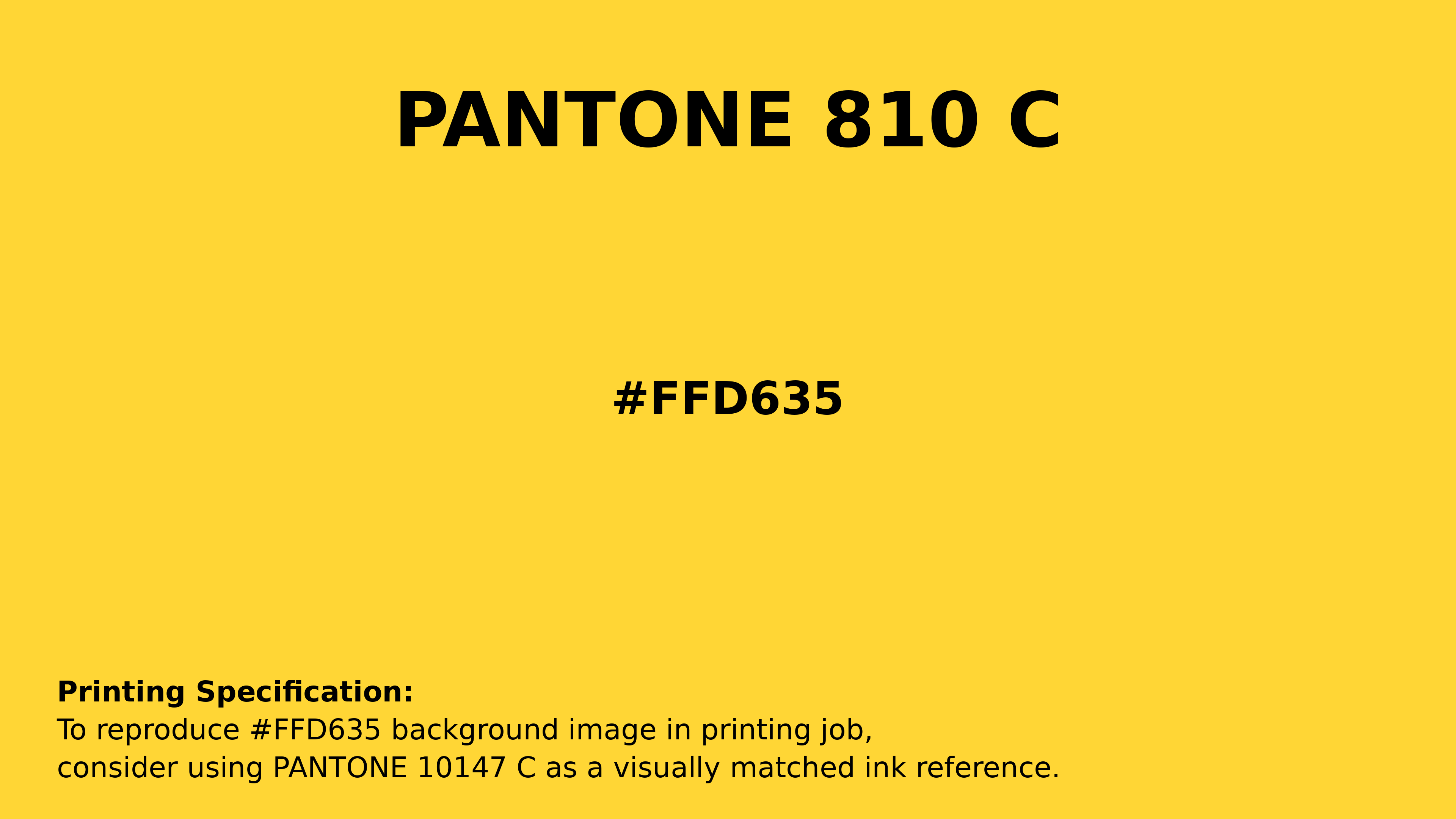 Professional Pantone color reference guide for Pantone 810 C Color | Hex color Code #ffd635. Perfect for printing specifications and color matching in production. #pantone #colormatching #printing #ffd635