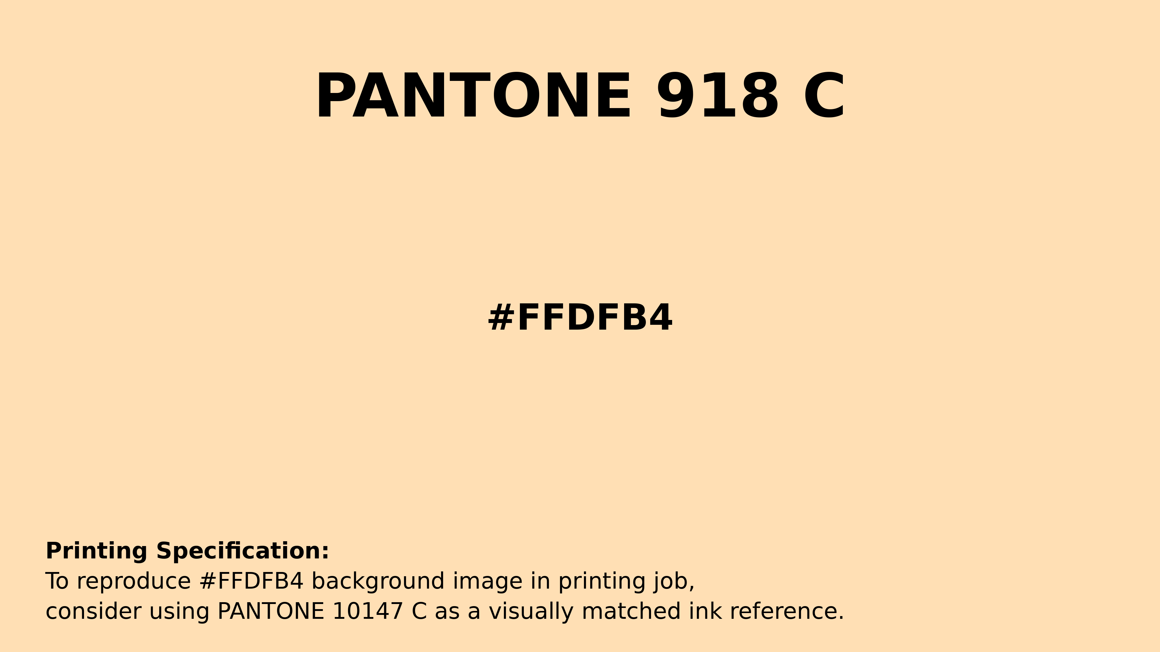 Professional Pantone color reference guide for Pantone 918 C Color | Hex color Code #ffdfb4. Perfect for printing specifications and color matching in production. #pantone #colormatching #printing #ffdfb4