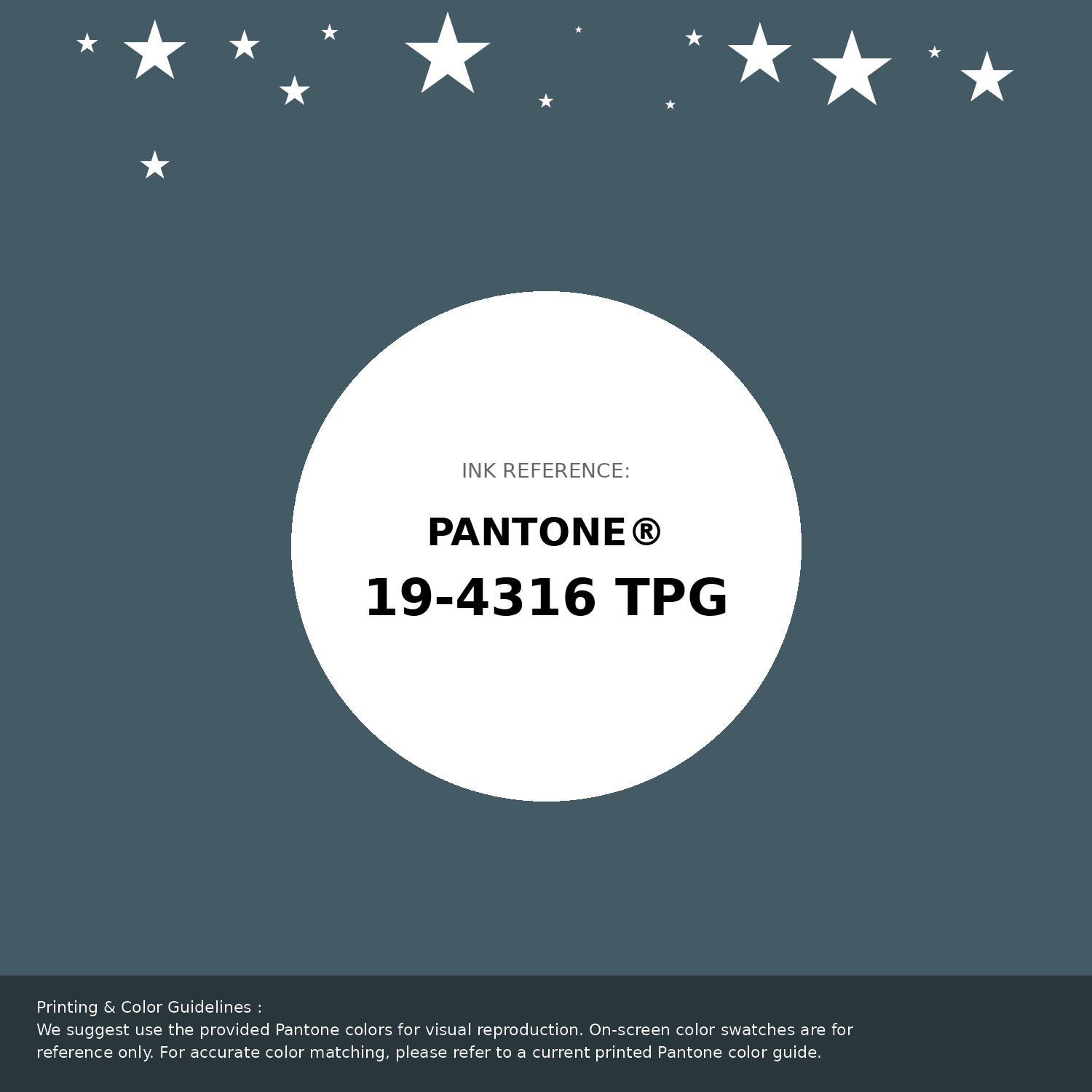 Beautiful Pantone swatch artwork featuring Pantone 19-4316 Tpg Stargazer Color | Hex color Code #445a65. Professional color swatch design perfect for designers and color enthusiasts. #pantone #colorswatch #designresource #445a65